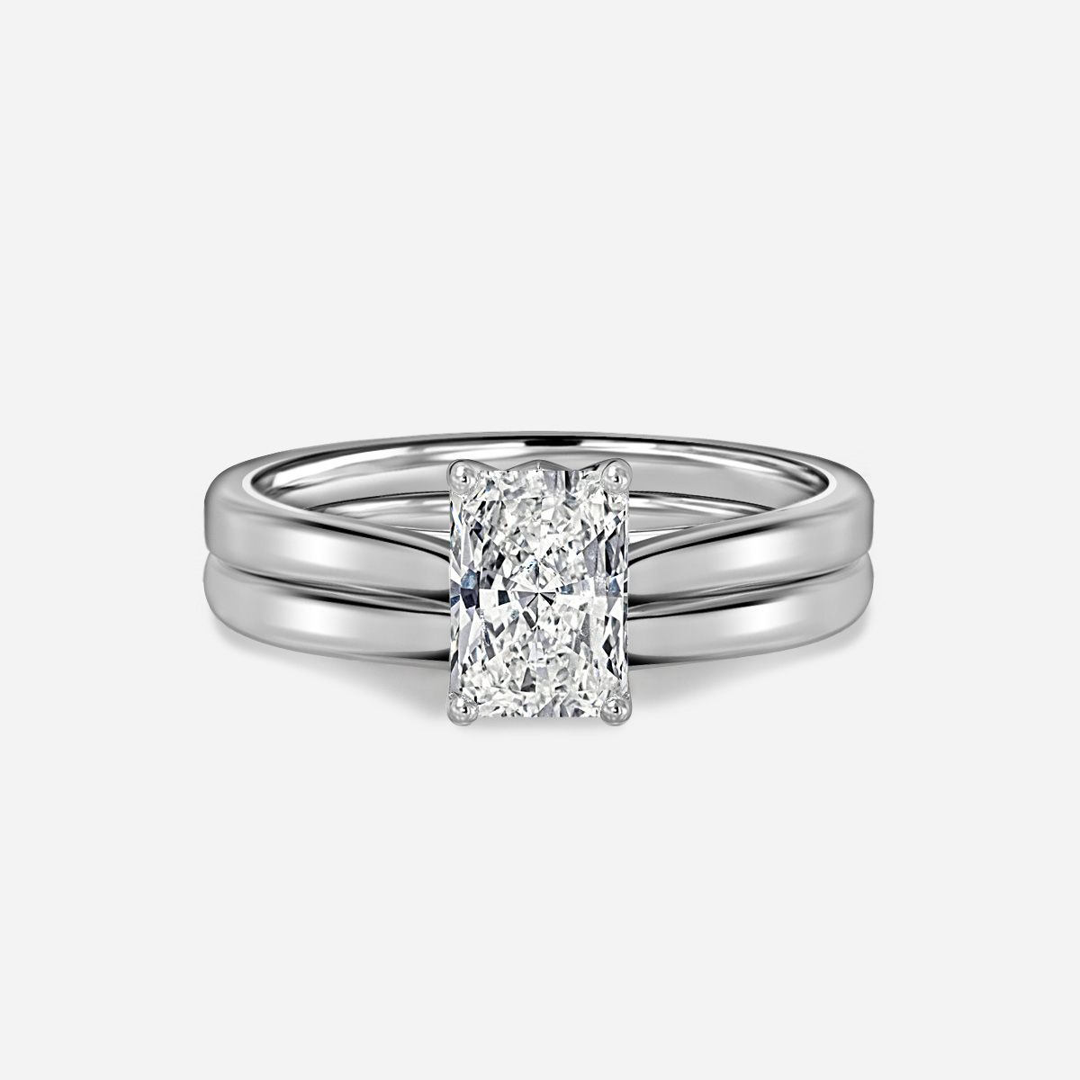 Aerin Solitaire Plain Band Bridal Set