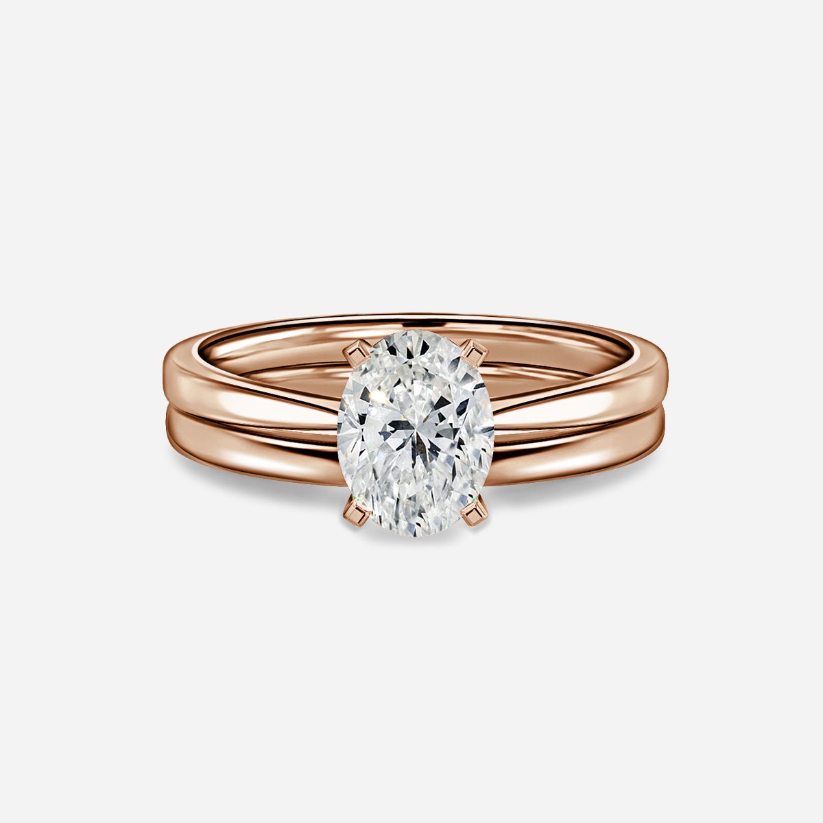 Firefly Solitaire Plain Band Bridal Set