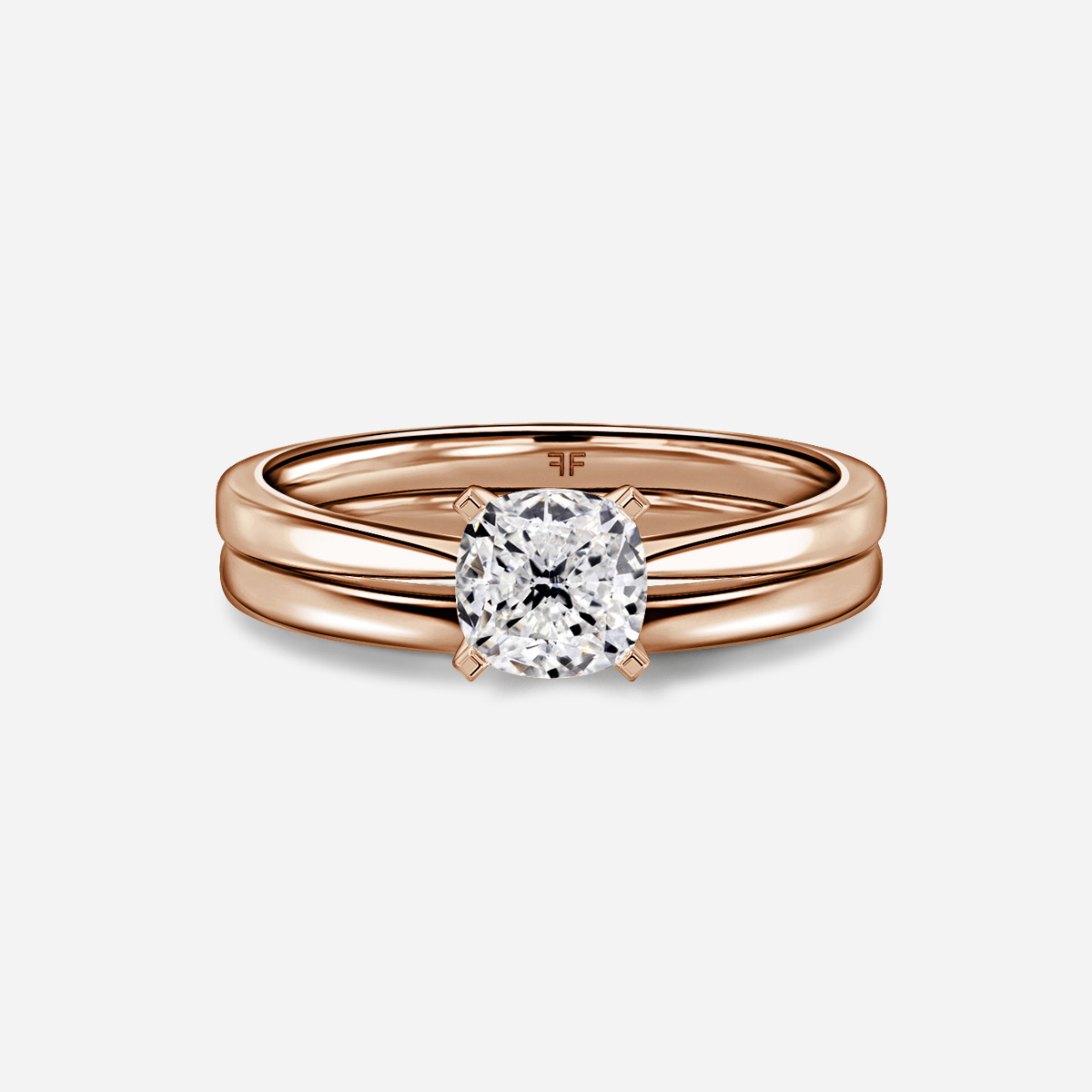 Firefly Solitaire Plain Band Bridal Set