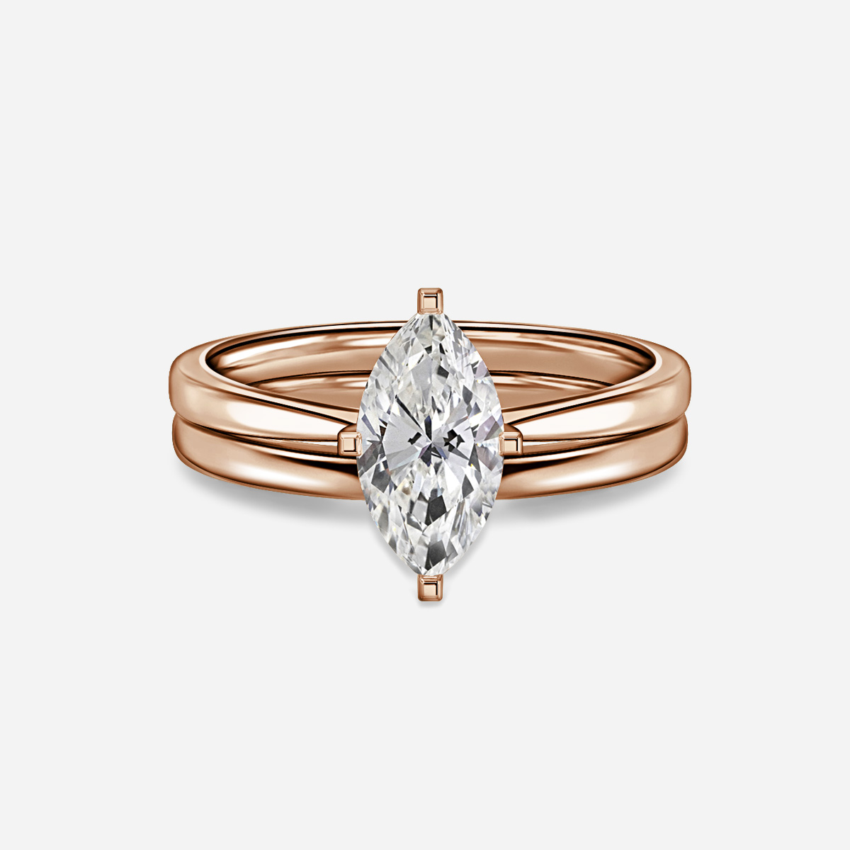 Firefly Solitaire Plain Band Bridal Set