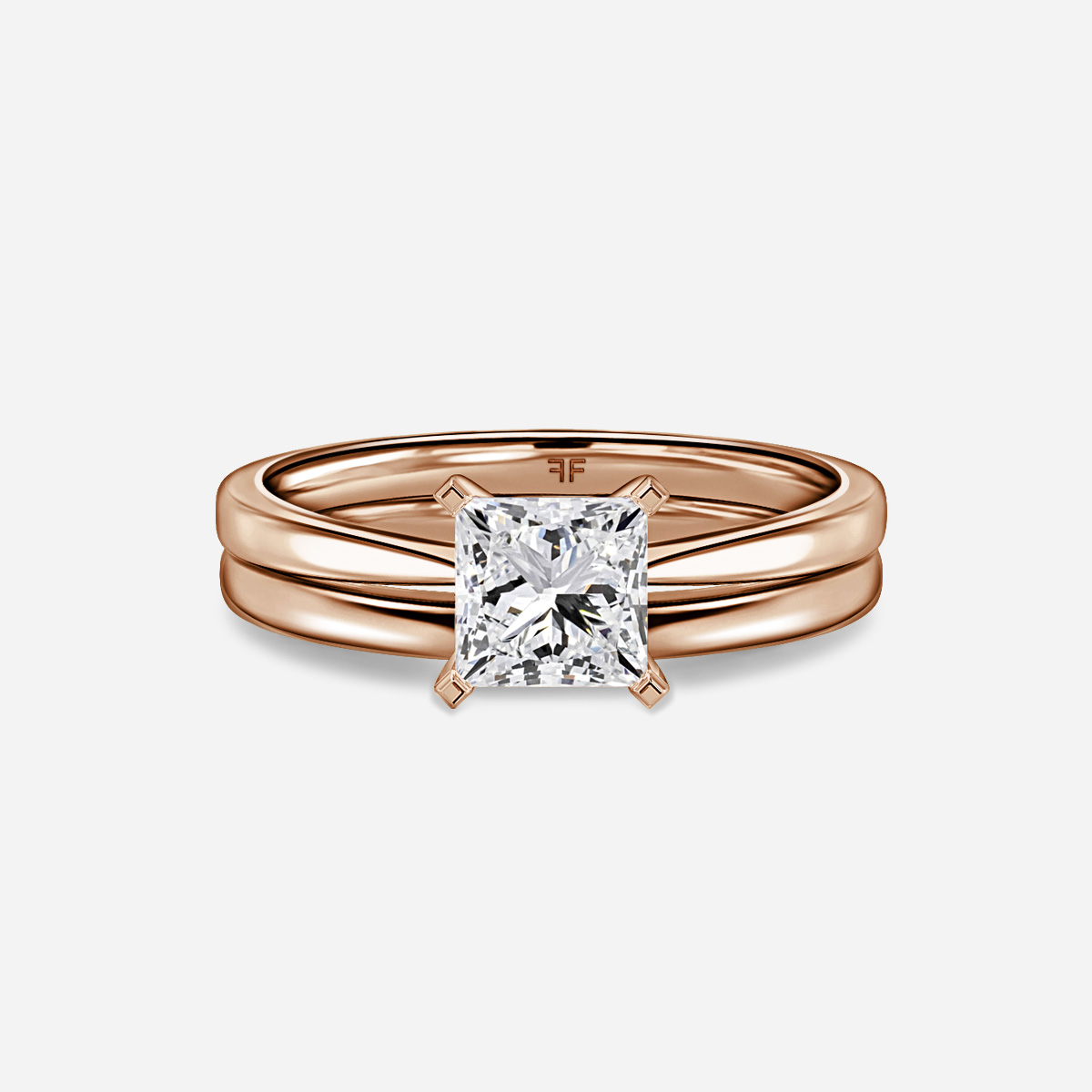 Firefly Solitaire Plain Band Bridal Set