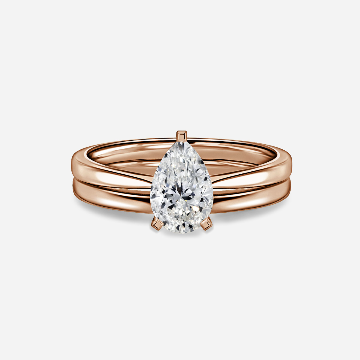 Firefly Solitaire Plain Band Bridal Set