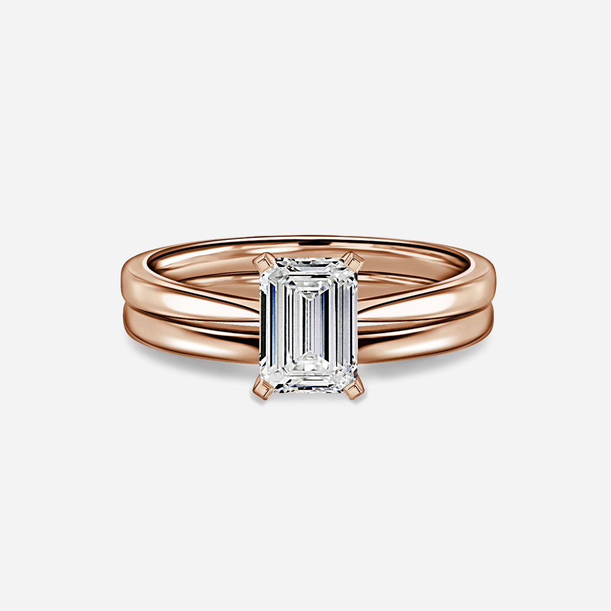 Firefly Solitaire Plain Band Bridal Set