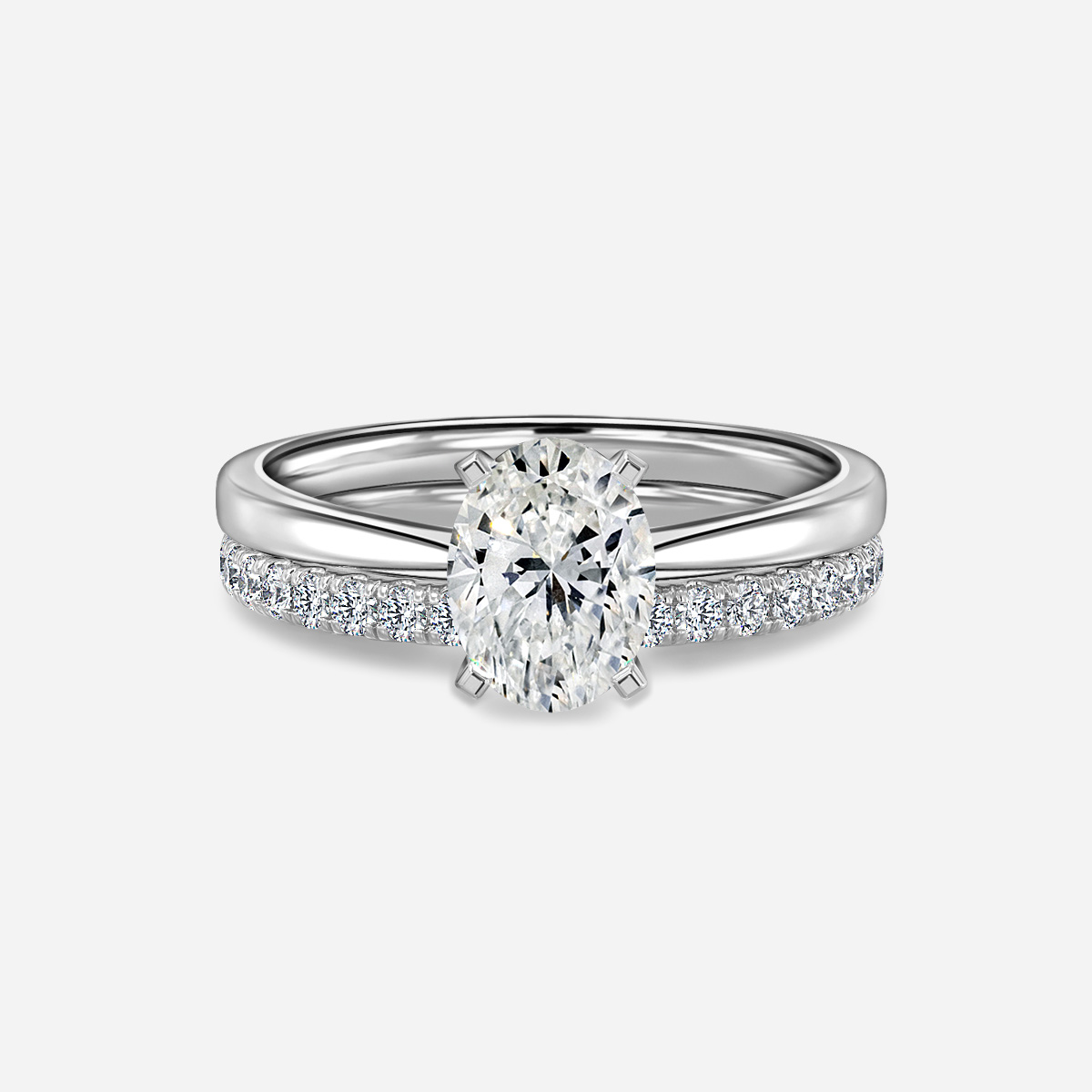 Firefly Solitaire Pavé Band Bridal Set