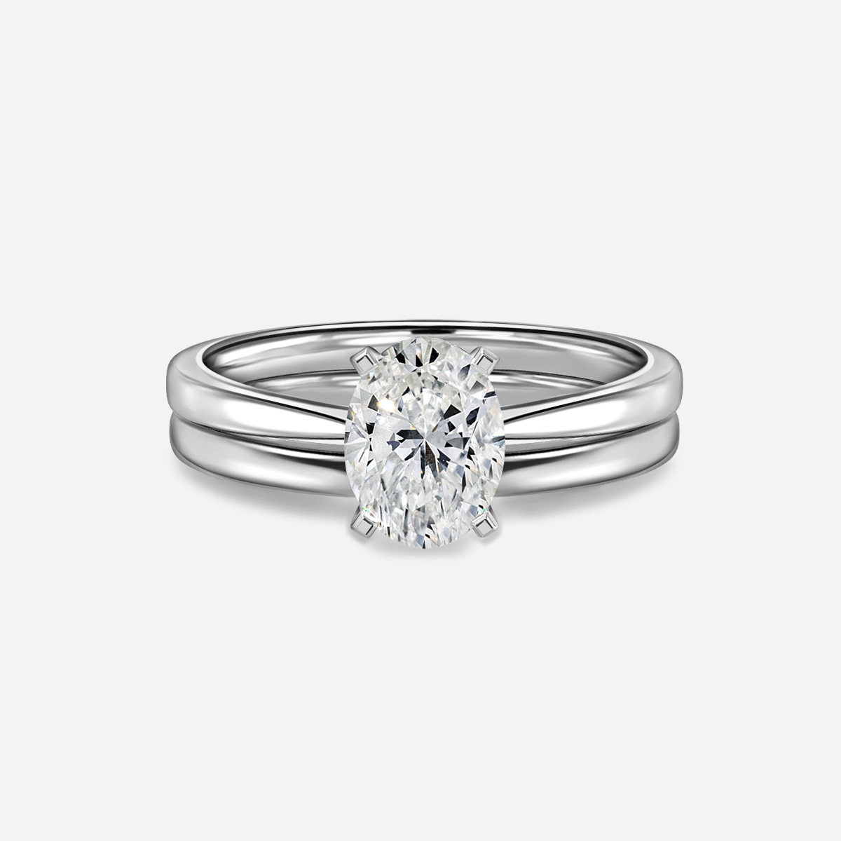 Firefly Solitaire Plain Band Bridal Set
