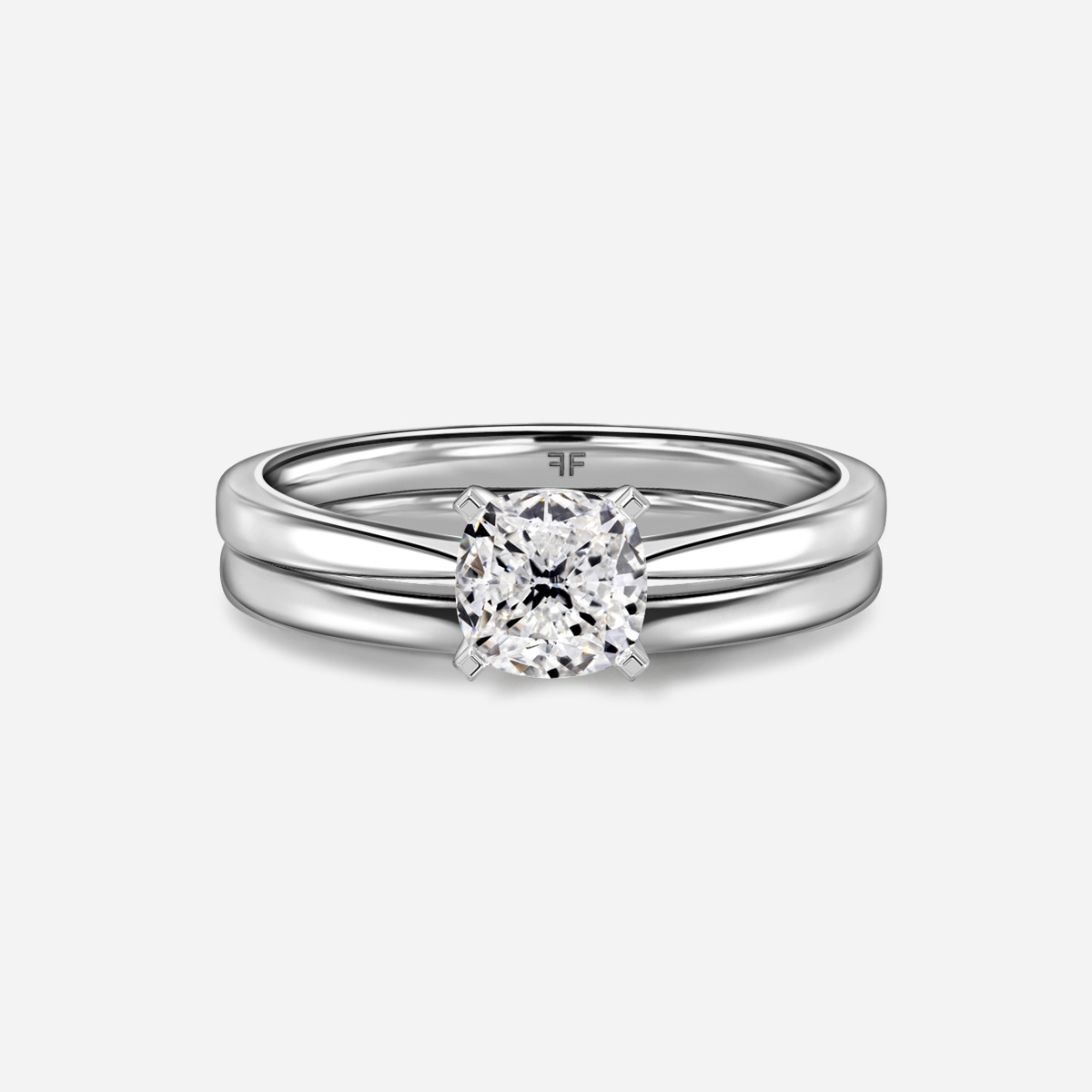Firefly Solitaire Plain Band Bridal Set