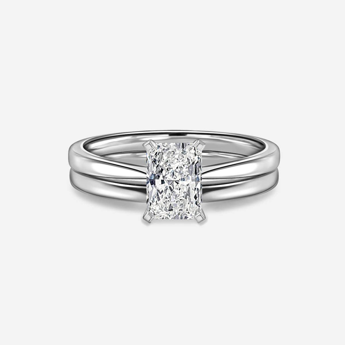 Firefly Solitaire Plain Band Bridal Set