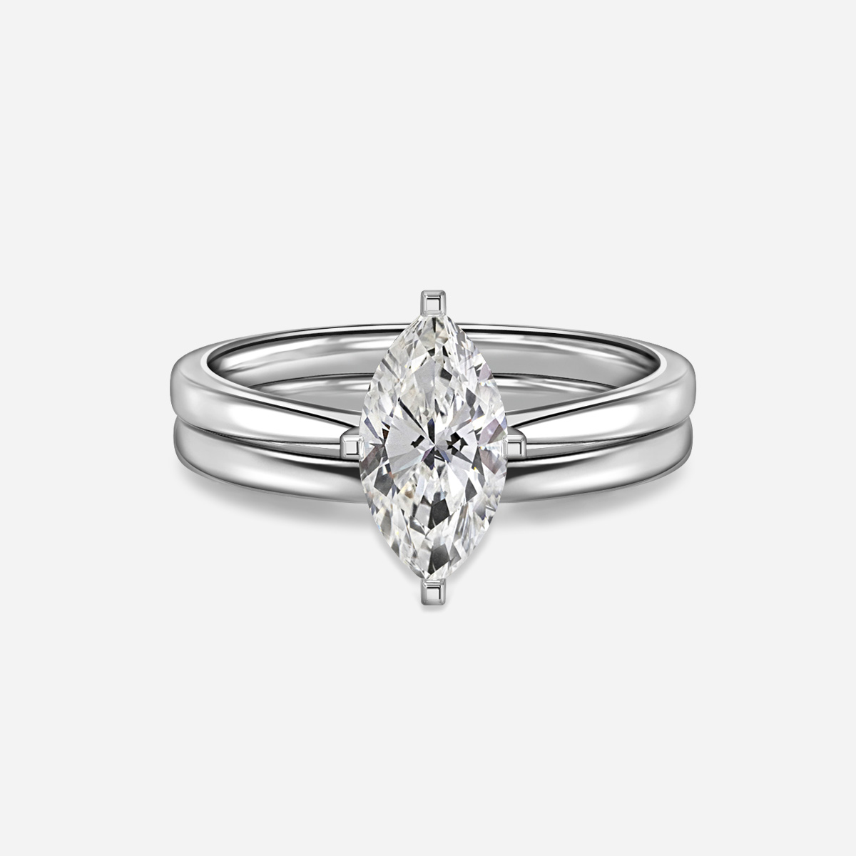 Firefly Solitaire Plain Band Bridal Set