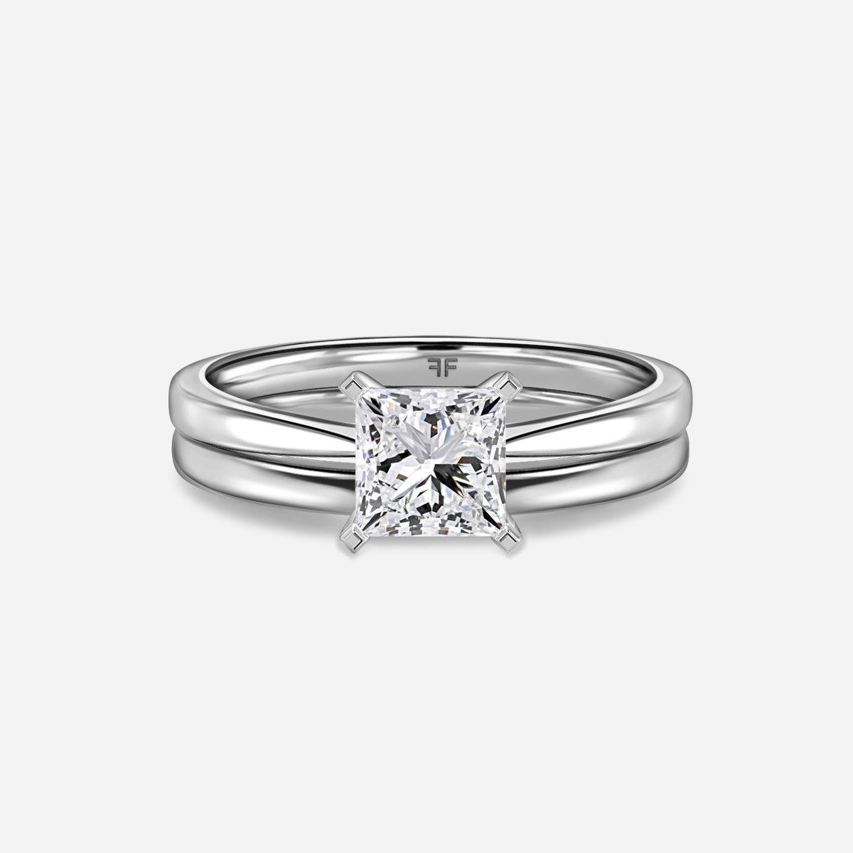 Firefly Solitaire Plain Band Bridal Set