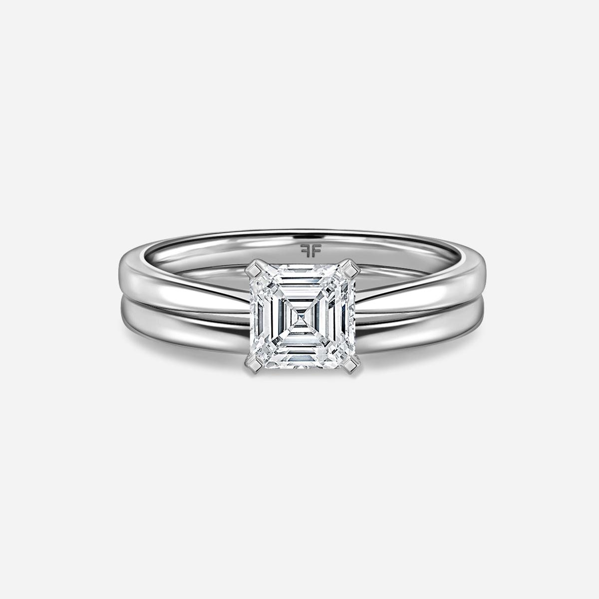 Firefly Solitaire Plain Band Bridal Set