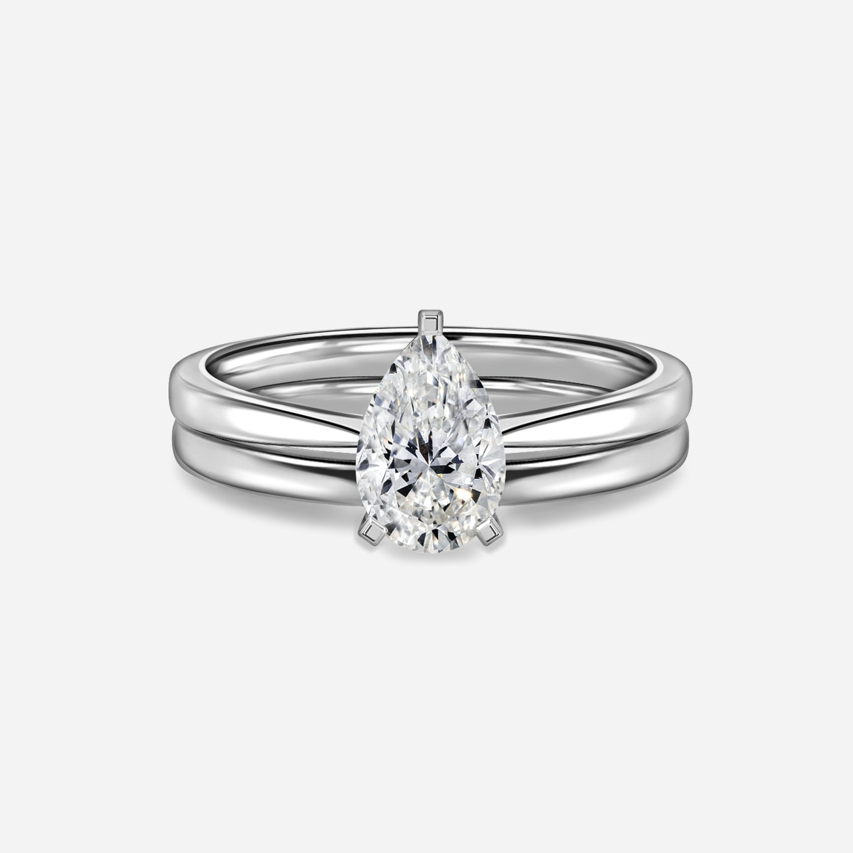 Firefly Solitaire Plain Band Bridal Set