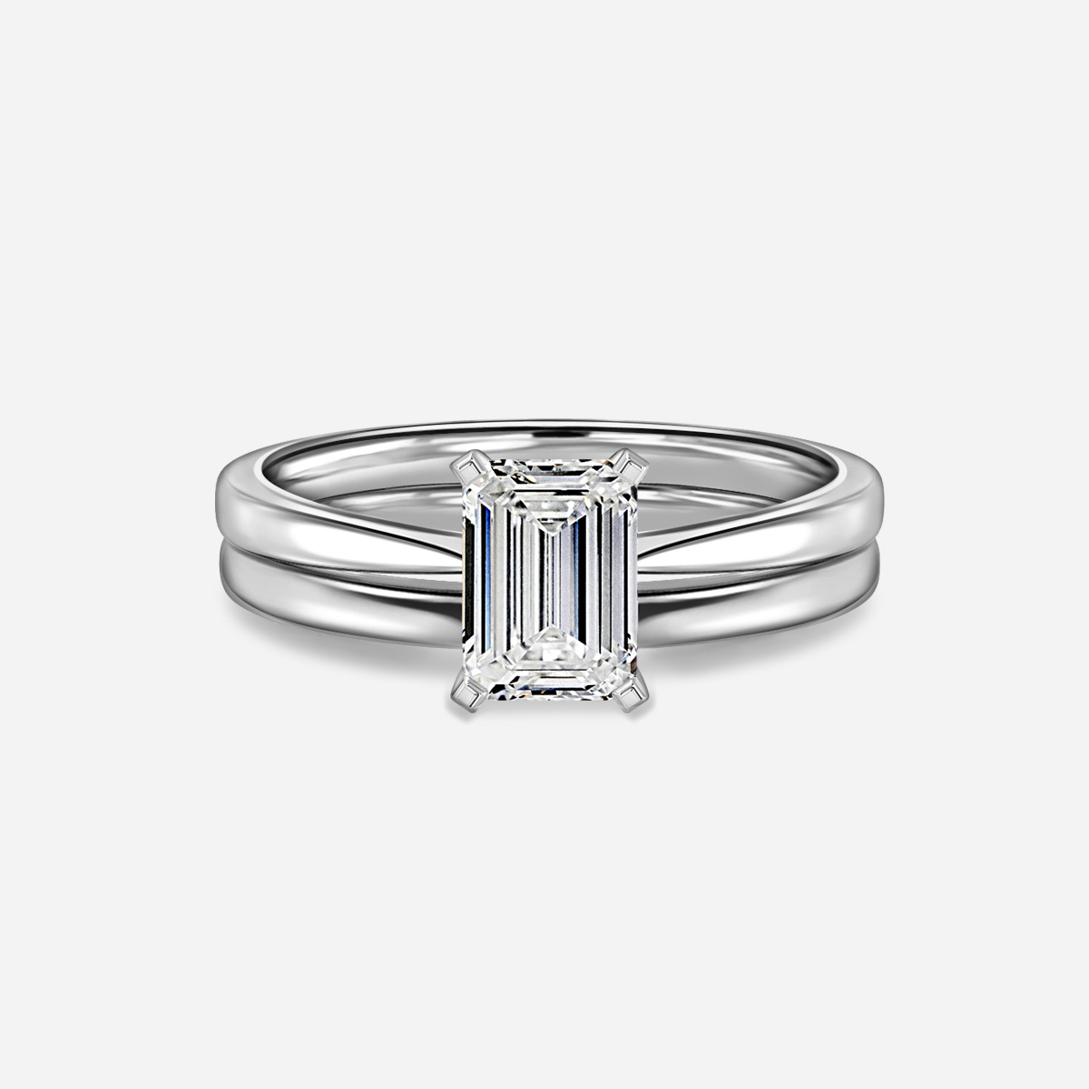 Firefly Solitaire Plain Band Bridal Set