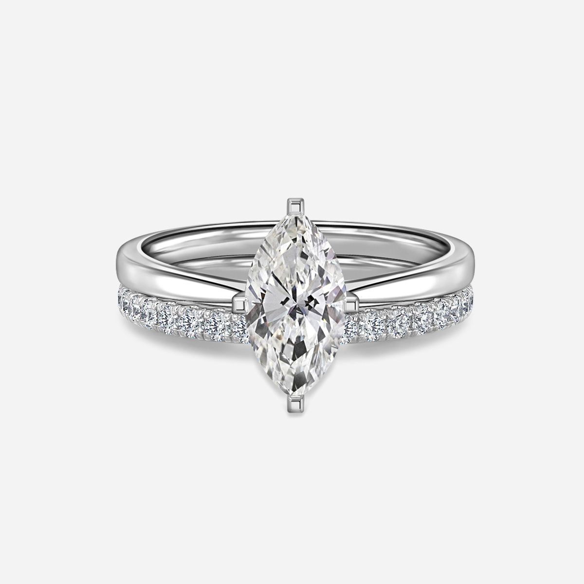 Firefly Solitaire Pavé Band Bridal Set