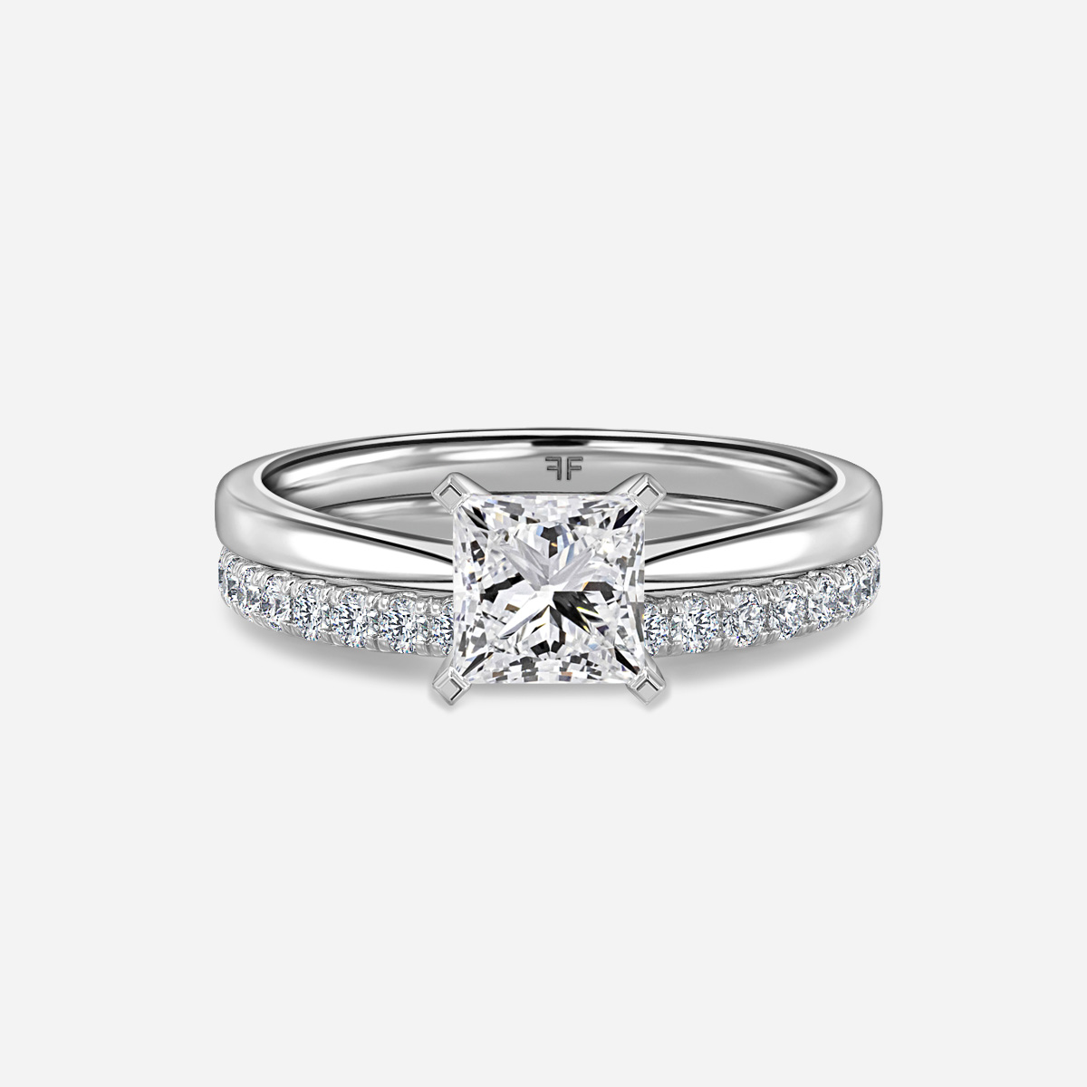 Firefly Solitaire Pavé Band Bridal Set