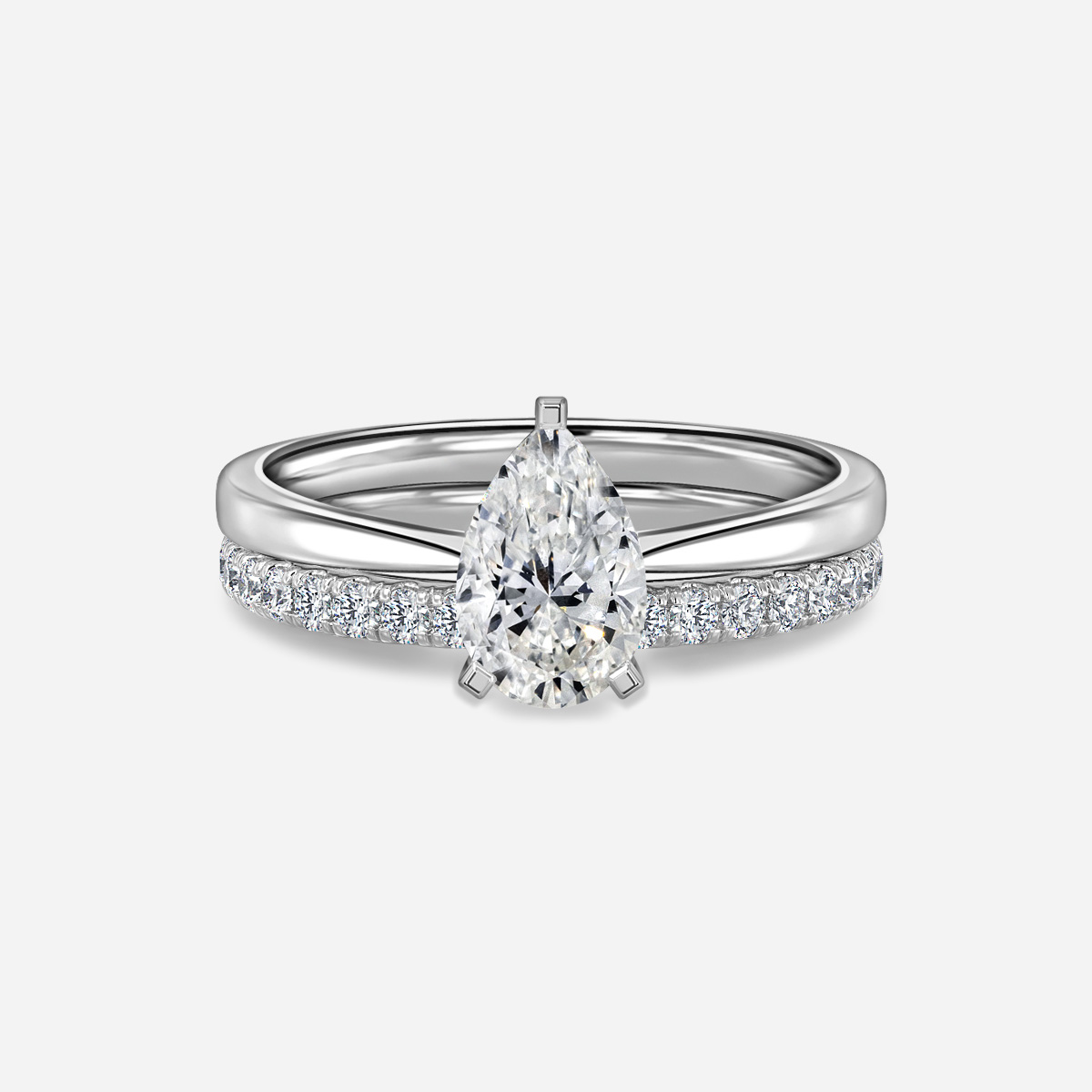 Firefly Solitaire Pavé Band Bridal Set