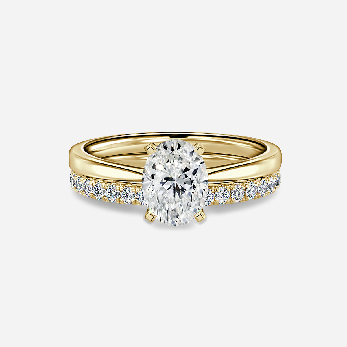 Firefly Solitaire Pavé Band Bridal Set