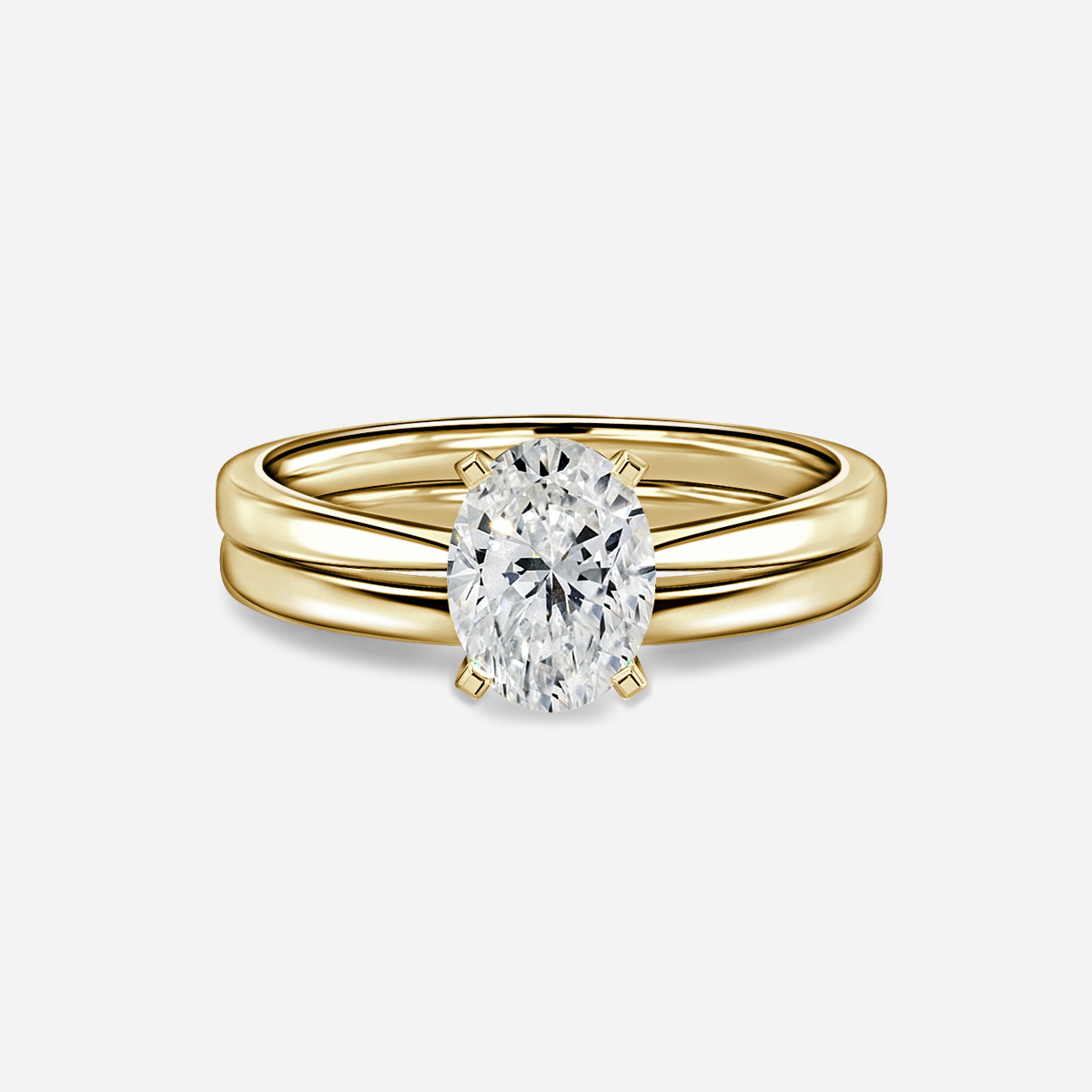 Firefly Solitaire Plain Band Bridal Set