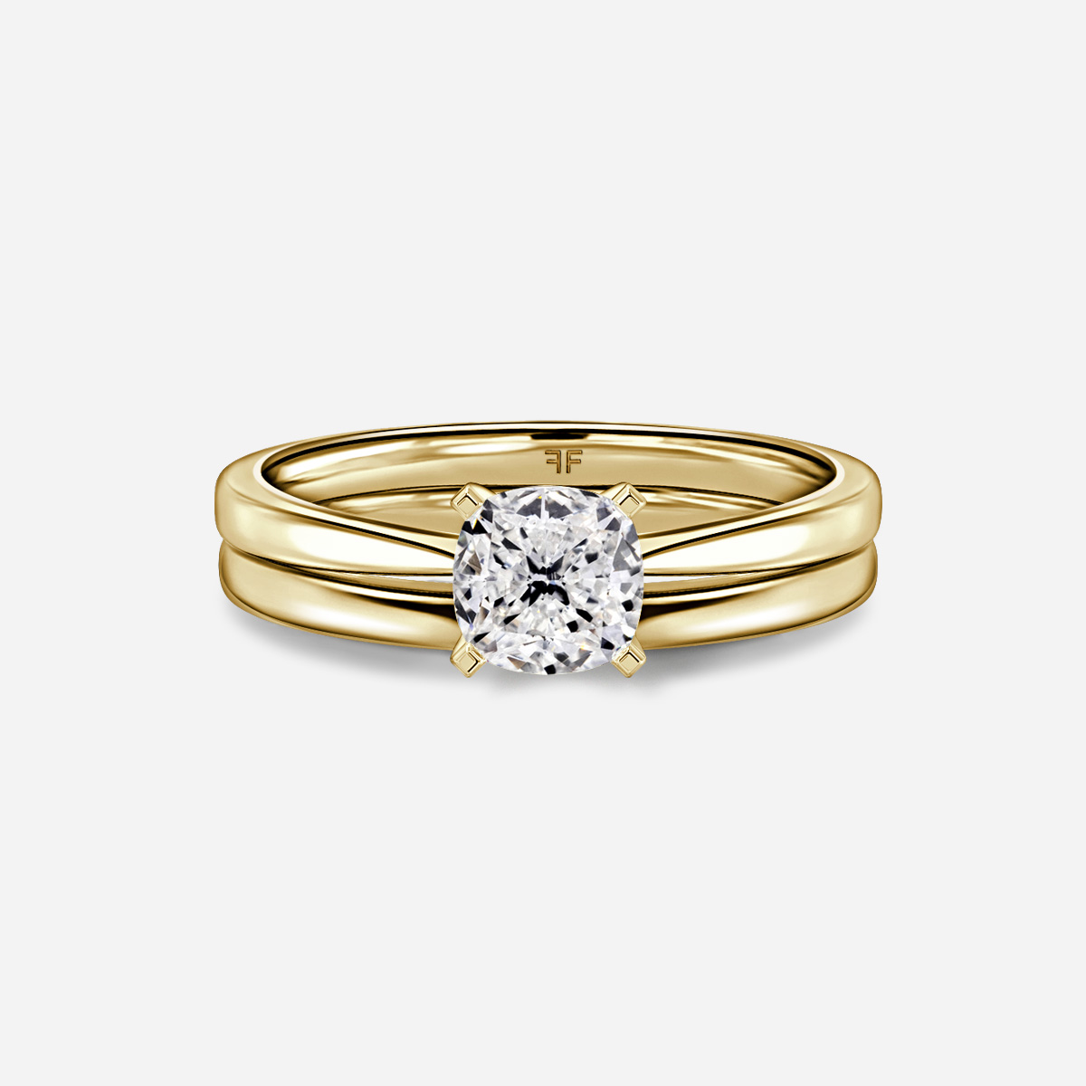 Firefly Solitaire Plain Band Bridal Set