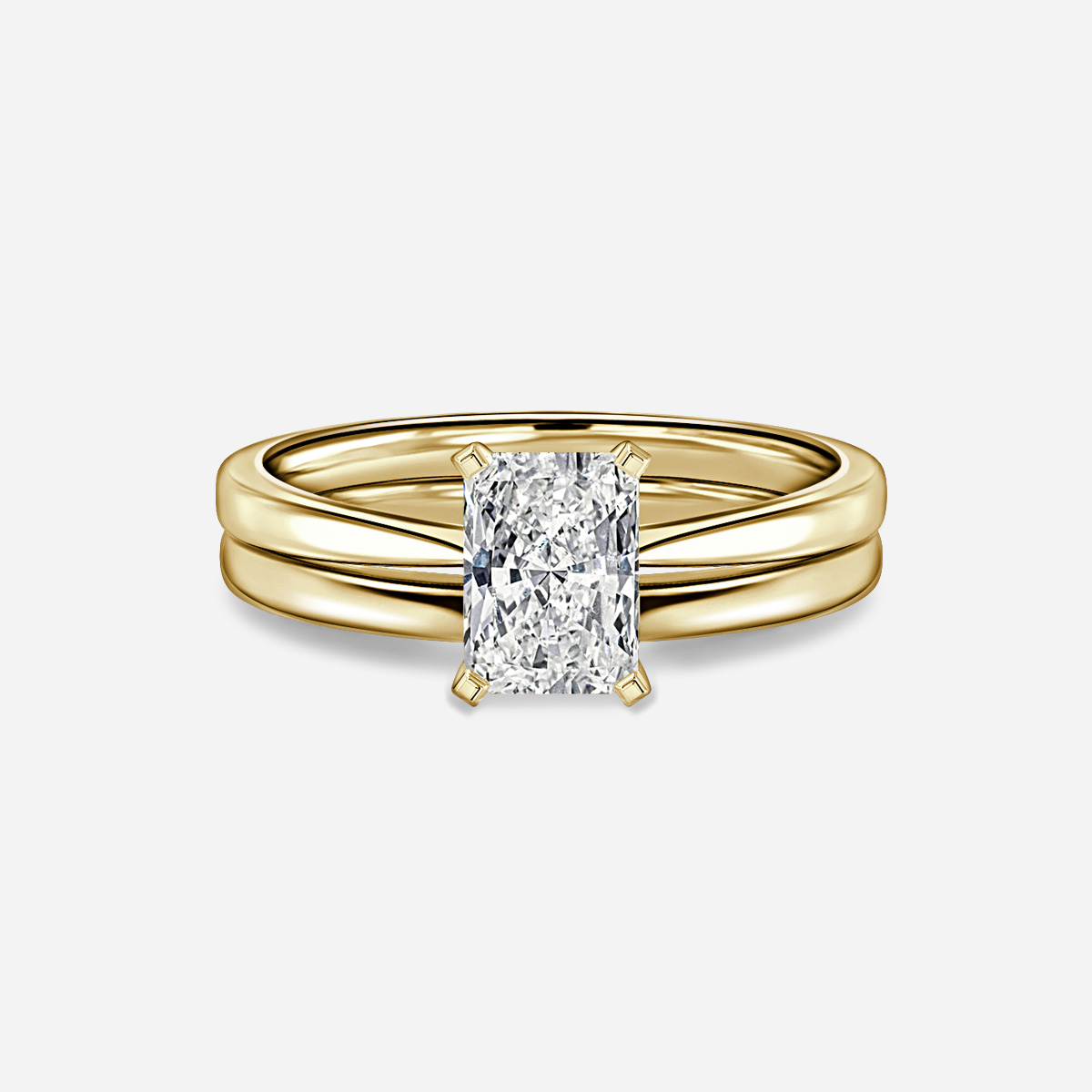 Firefly Solitaire Plain Band Bridal Set