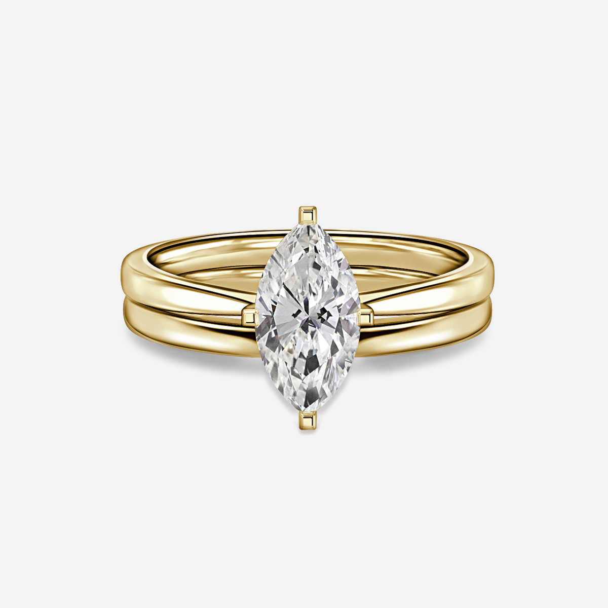 Firefly Solitaire Plain Band Bridal Set