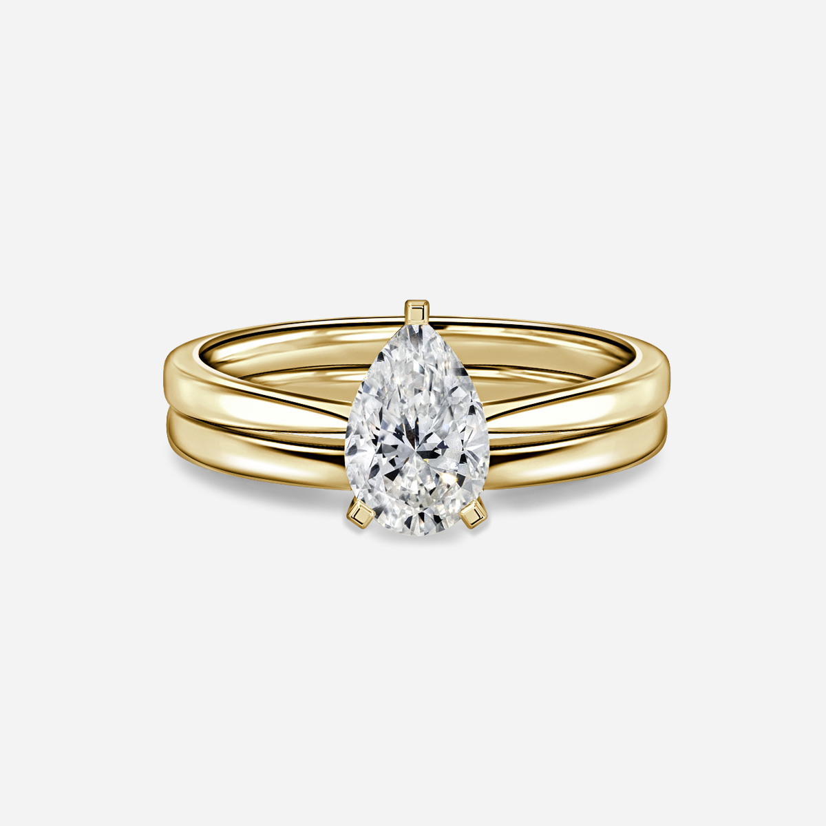 Firefly Solitaire Plain Band Bridal Set