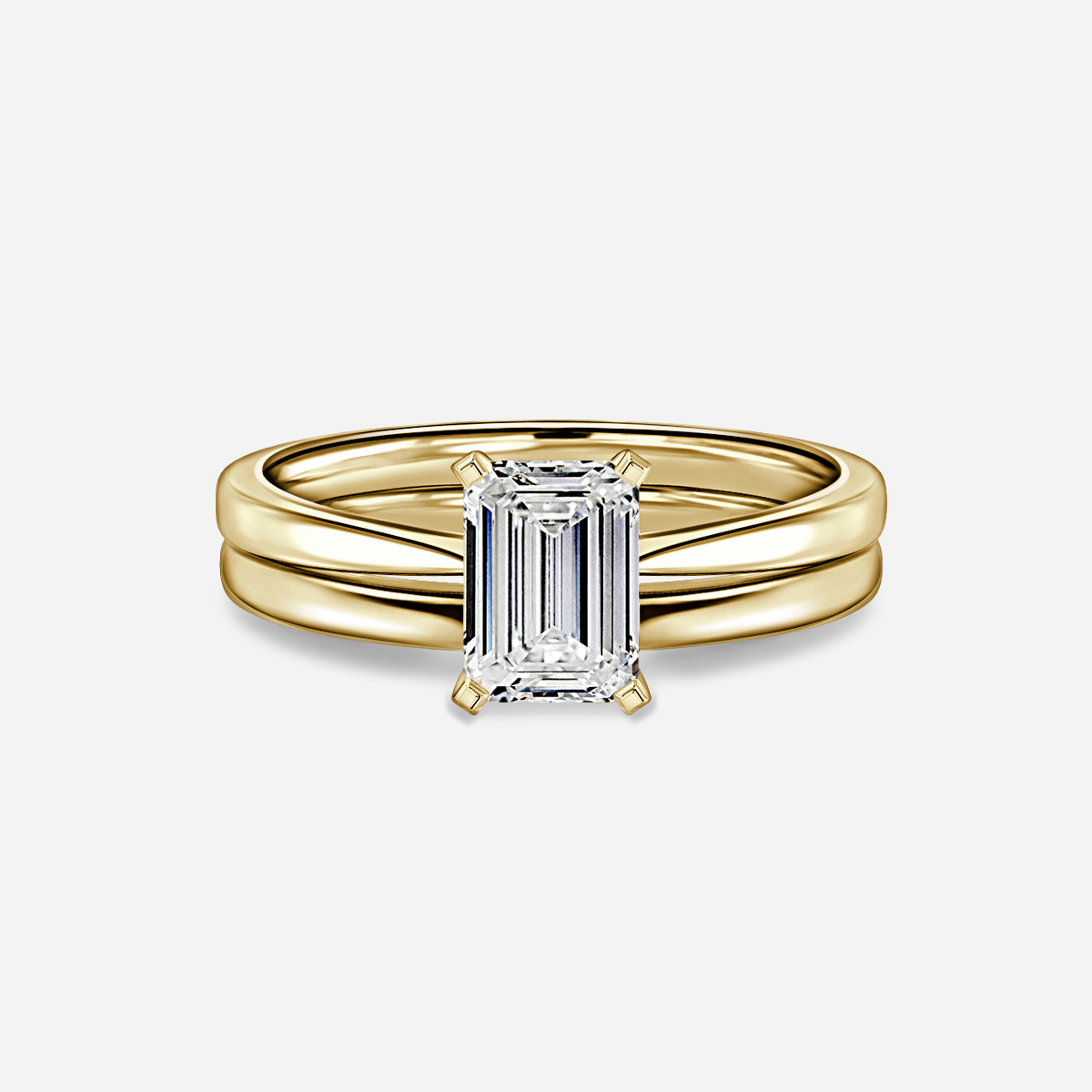 Firefly Solitaire Plain Band Bridal Set