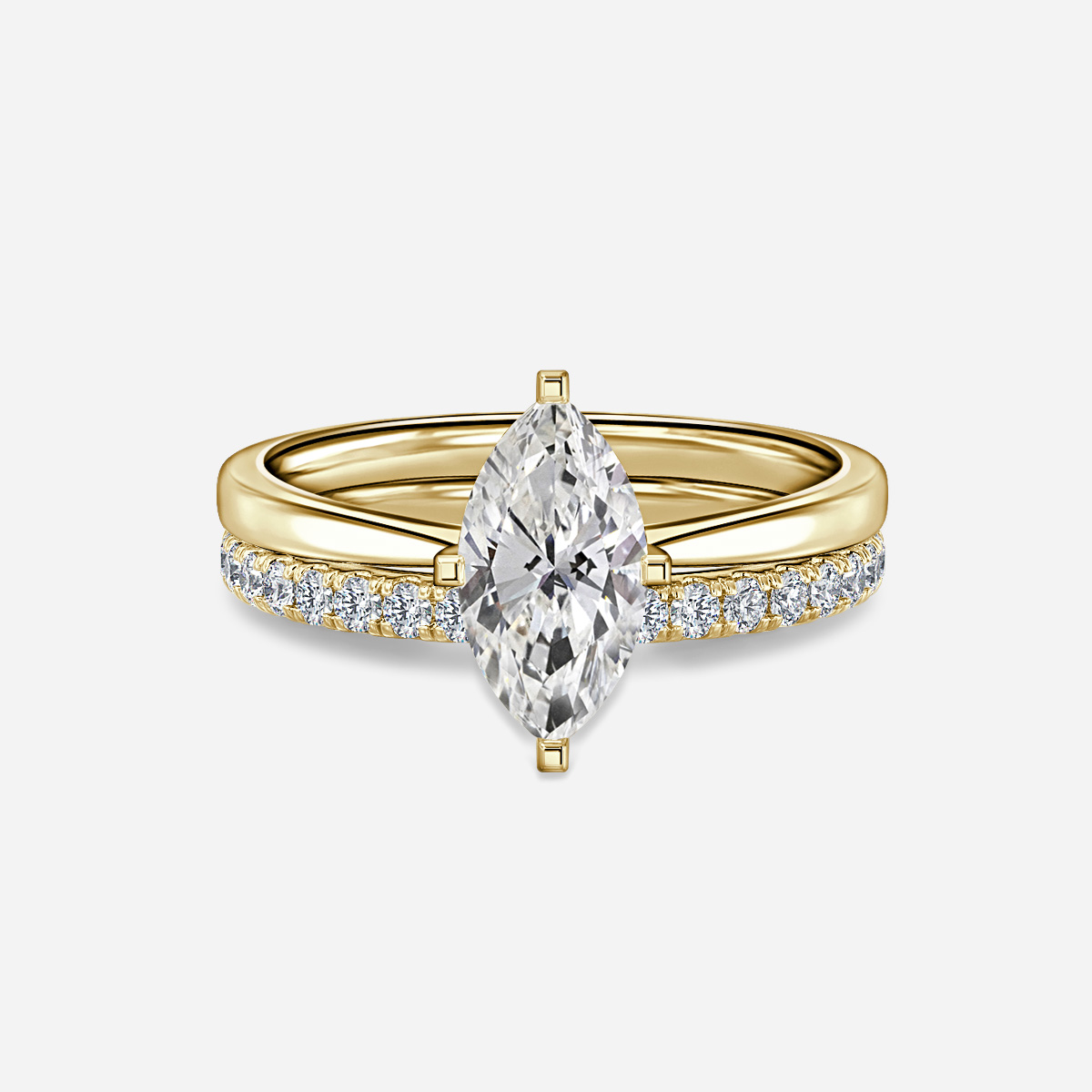 Firefly Solitaire Pavé Band Bridal Set