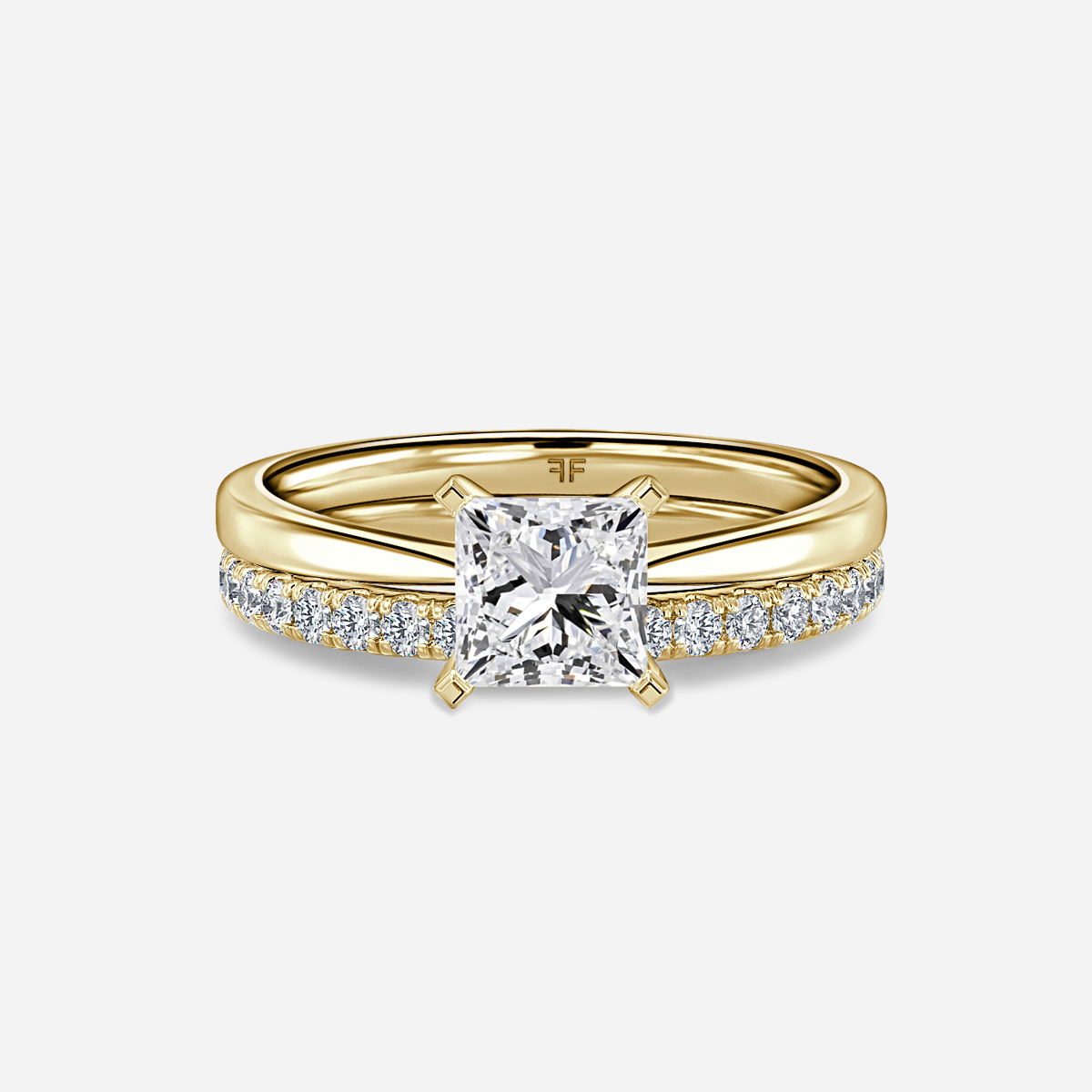 Firefly Solitaire Pavé Band Bridal Set