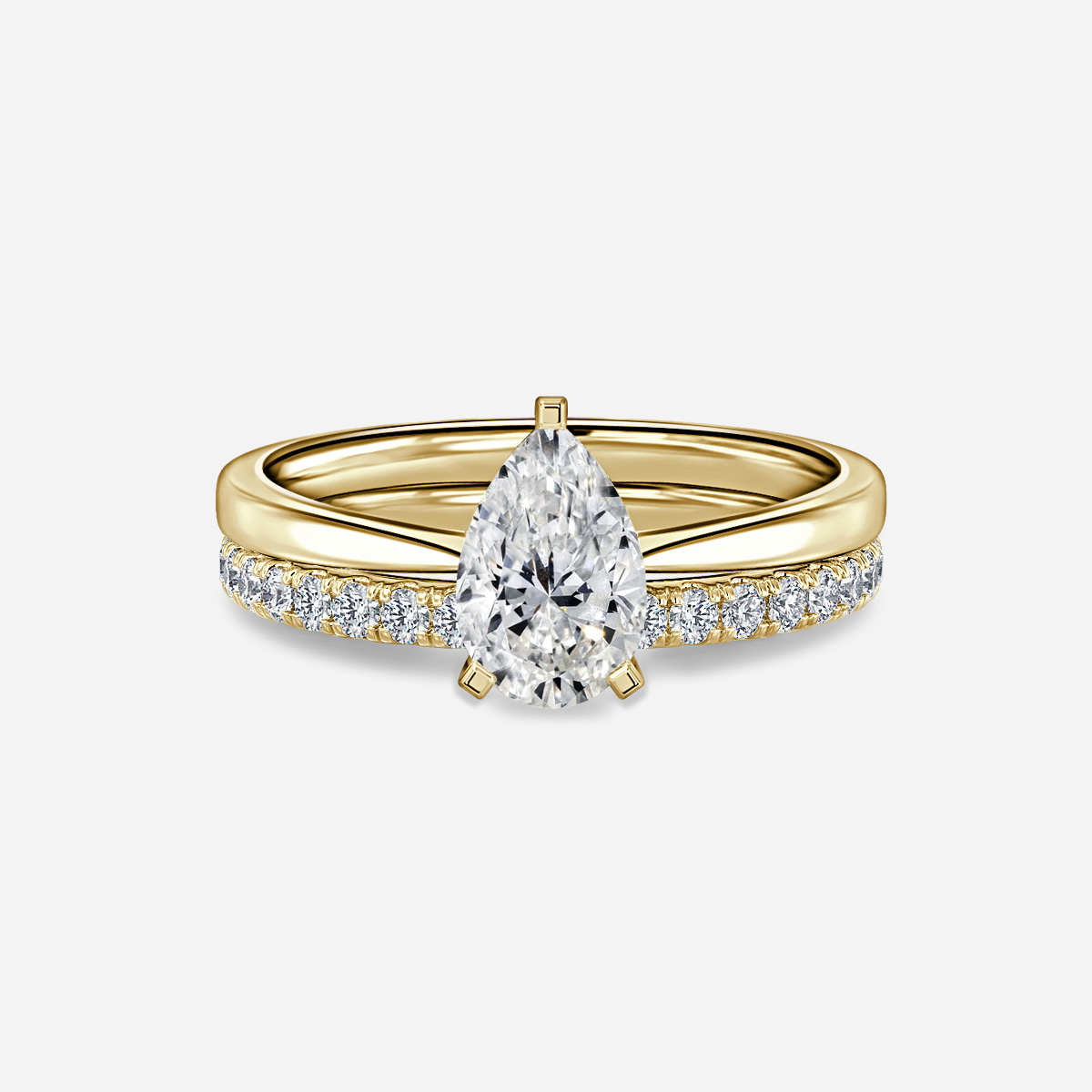 Firefly Solitaire Pavé Band Bridal Set