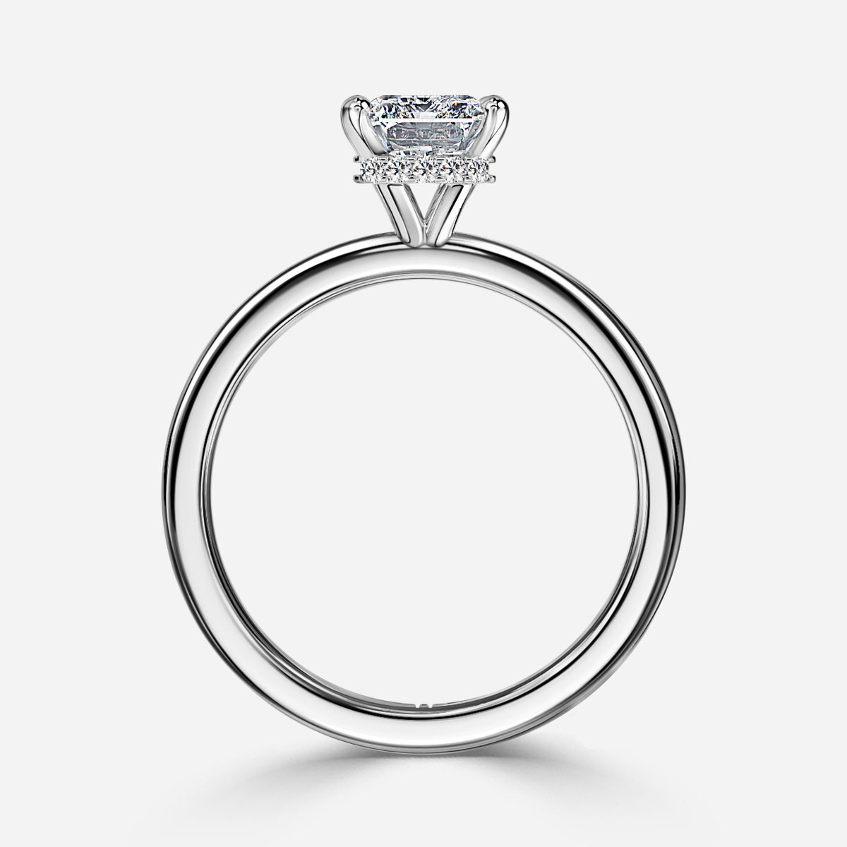Samara Plain Band Platinum Hidden Halo Engagement Ring