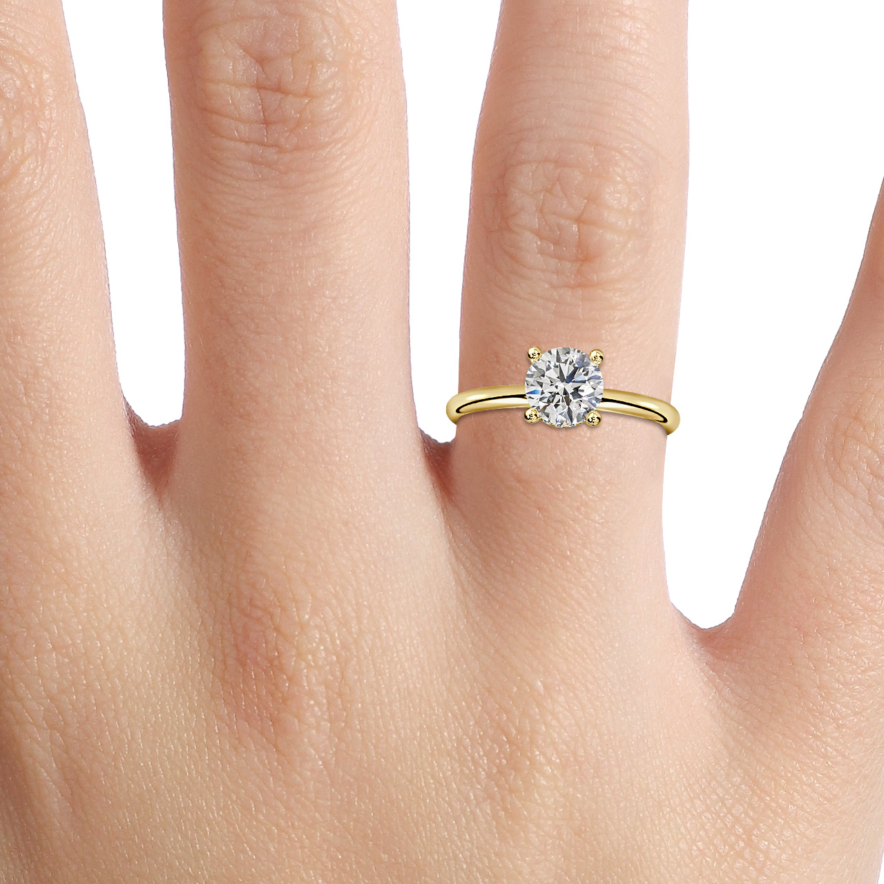 Samara Plain Band Yellow Gold Hidden Halo Engagement Ring