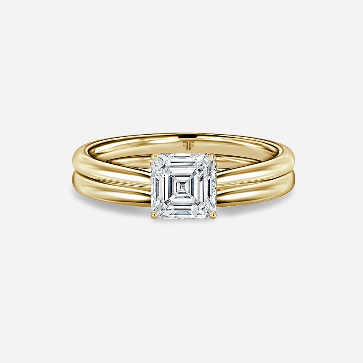 Jessie Solitaire Plain Band Bridal Set