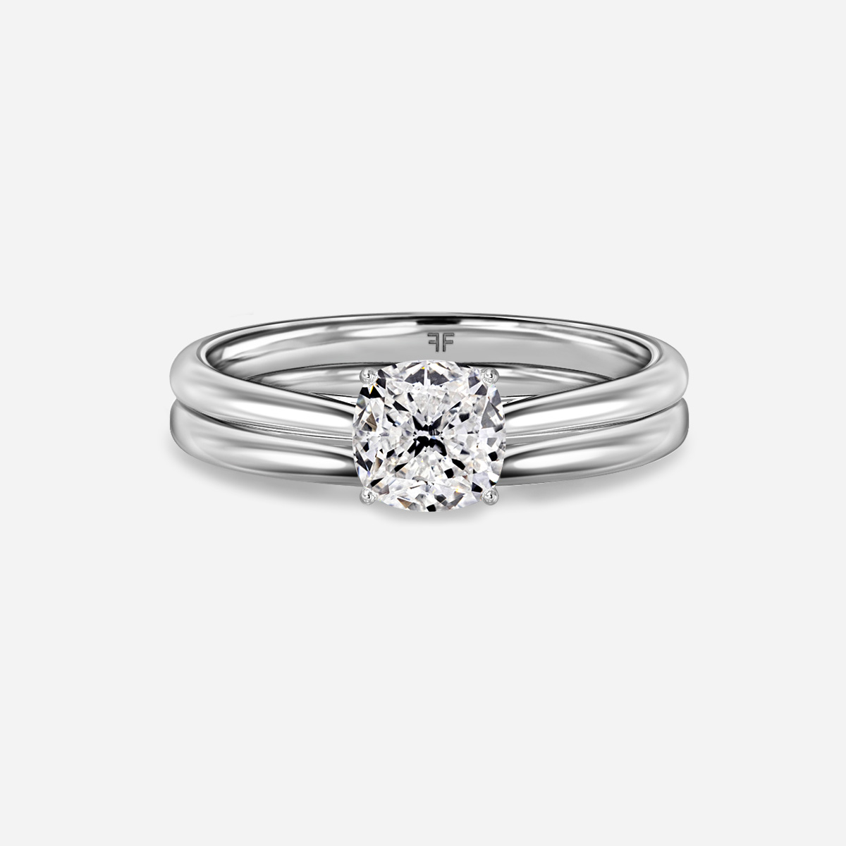 Jessie Solitaire Plain Band Bridal Set