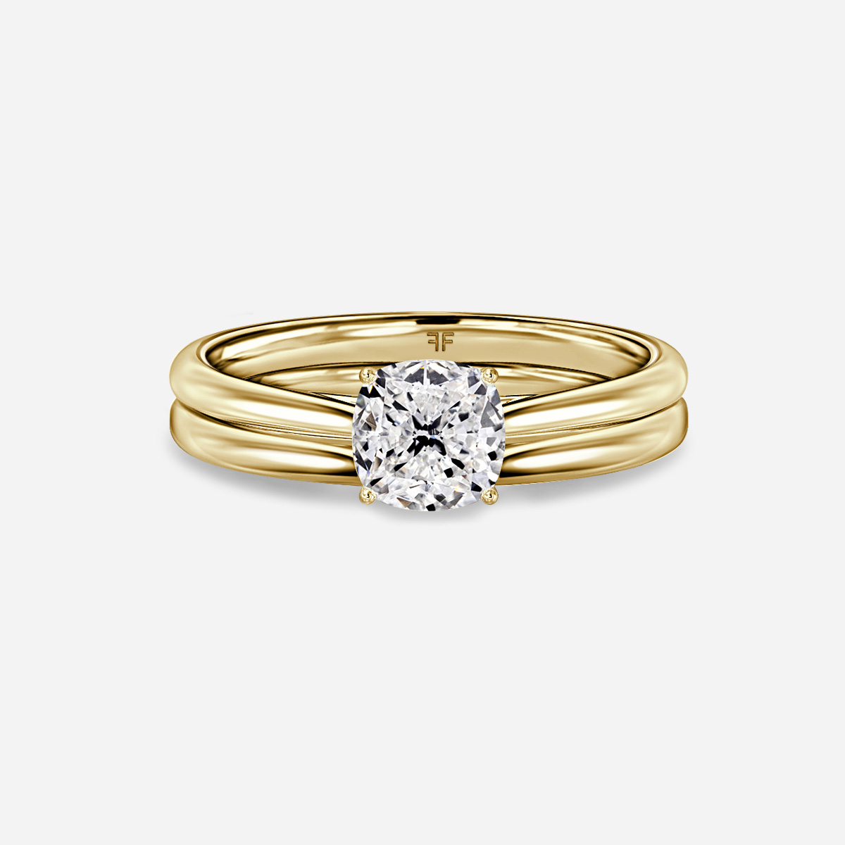 Jessie Solitaire Plain Band Bridal Set