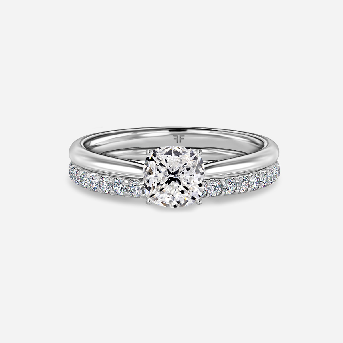 Jessie Solitaire Pavé Band Bridal Set
