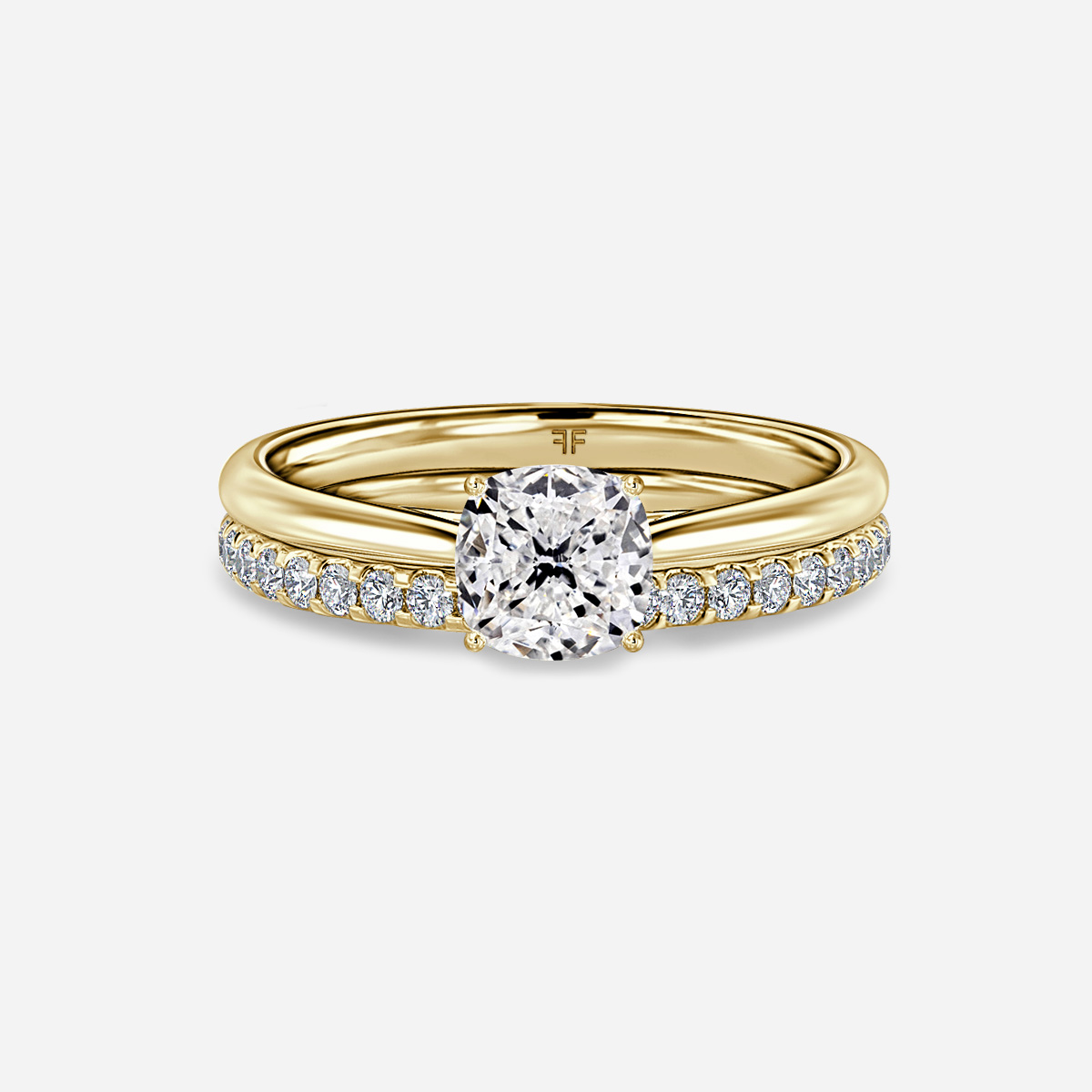 Jessie Solitaire Pavé Band Bridal Set