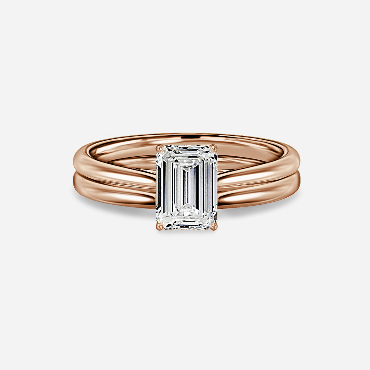 Jessie Solitaire Plain Band Bridal Set