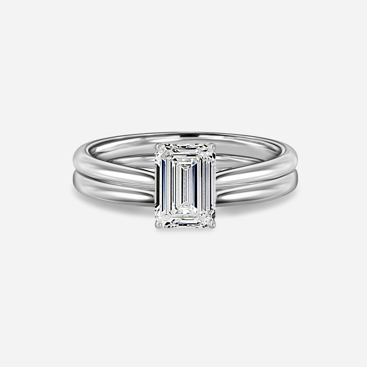 Jessie Solitaire Plain Band Bridal Set