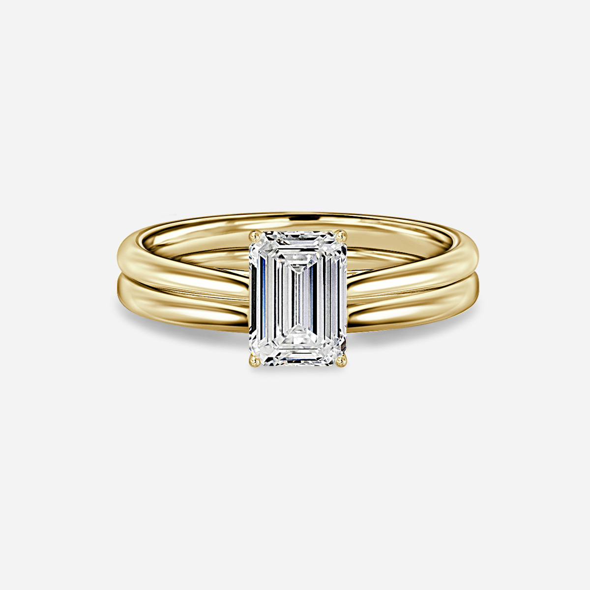 Jessie Solitaire Plain Band Bridal Set