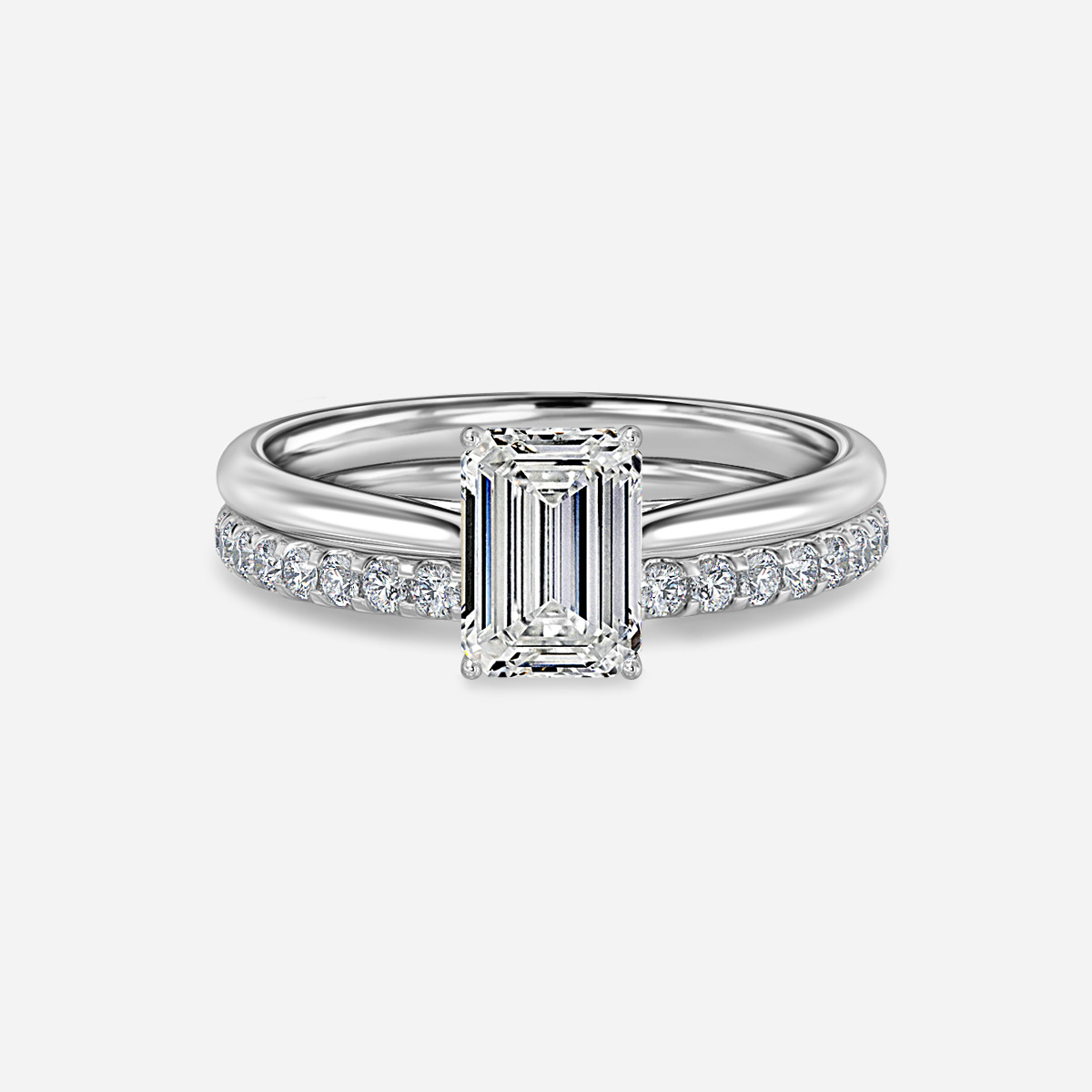Jessie Solitaire Pavé Band Bridal Set