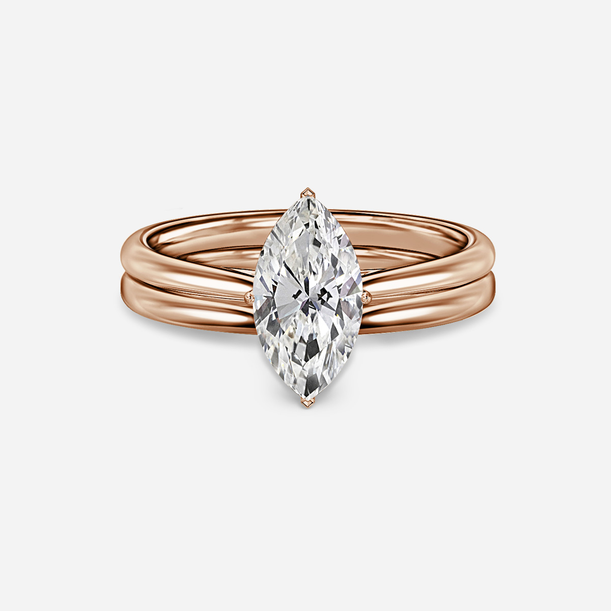 Jessie Solitaire Plain Band Bridal Set