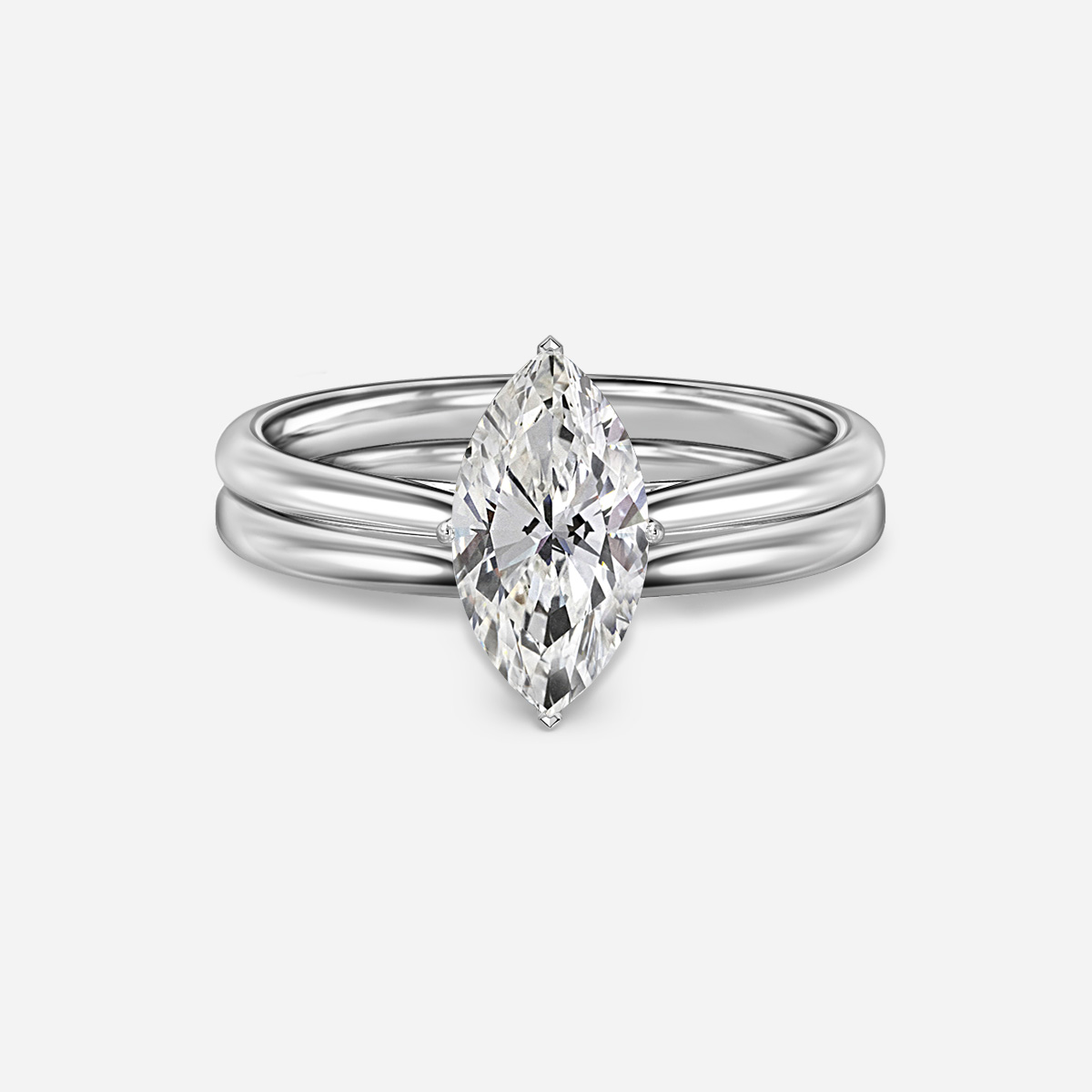 Jessie Solitaire Plain Band Bridal Set