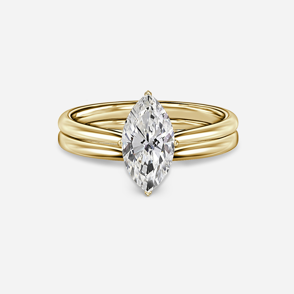 Jessie Solitaire Plain Band Bridal Set