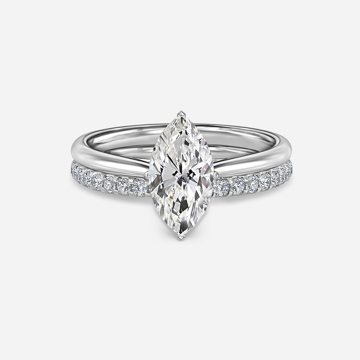 Jessie Solitaire Pavé Band Bridal Set