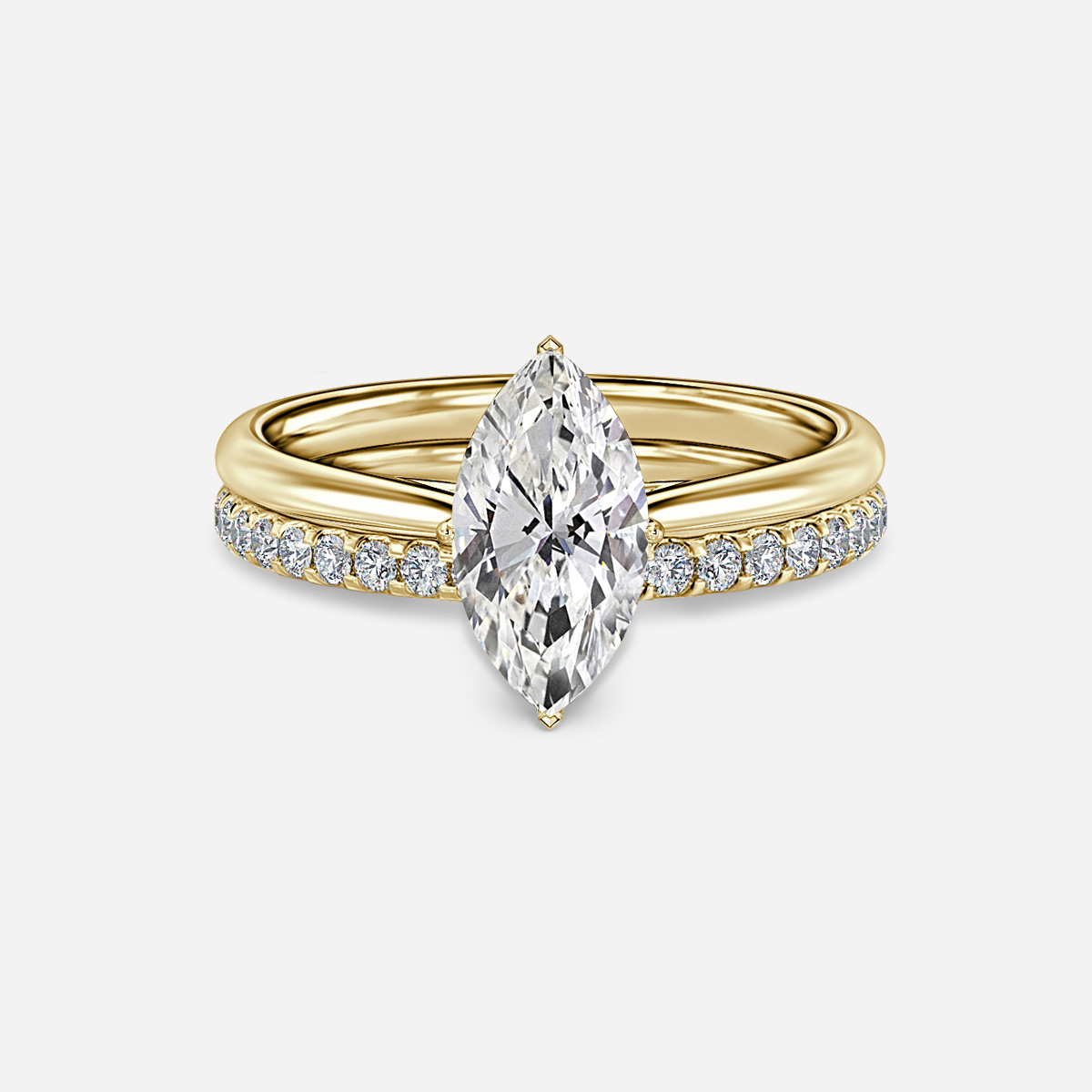 Jessie Solitaire Pavé Band Bridal Set