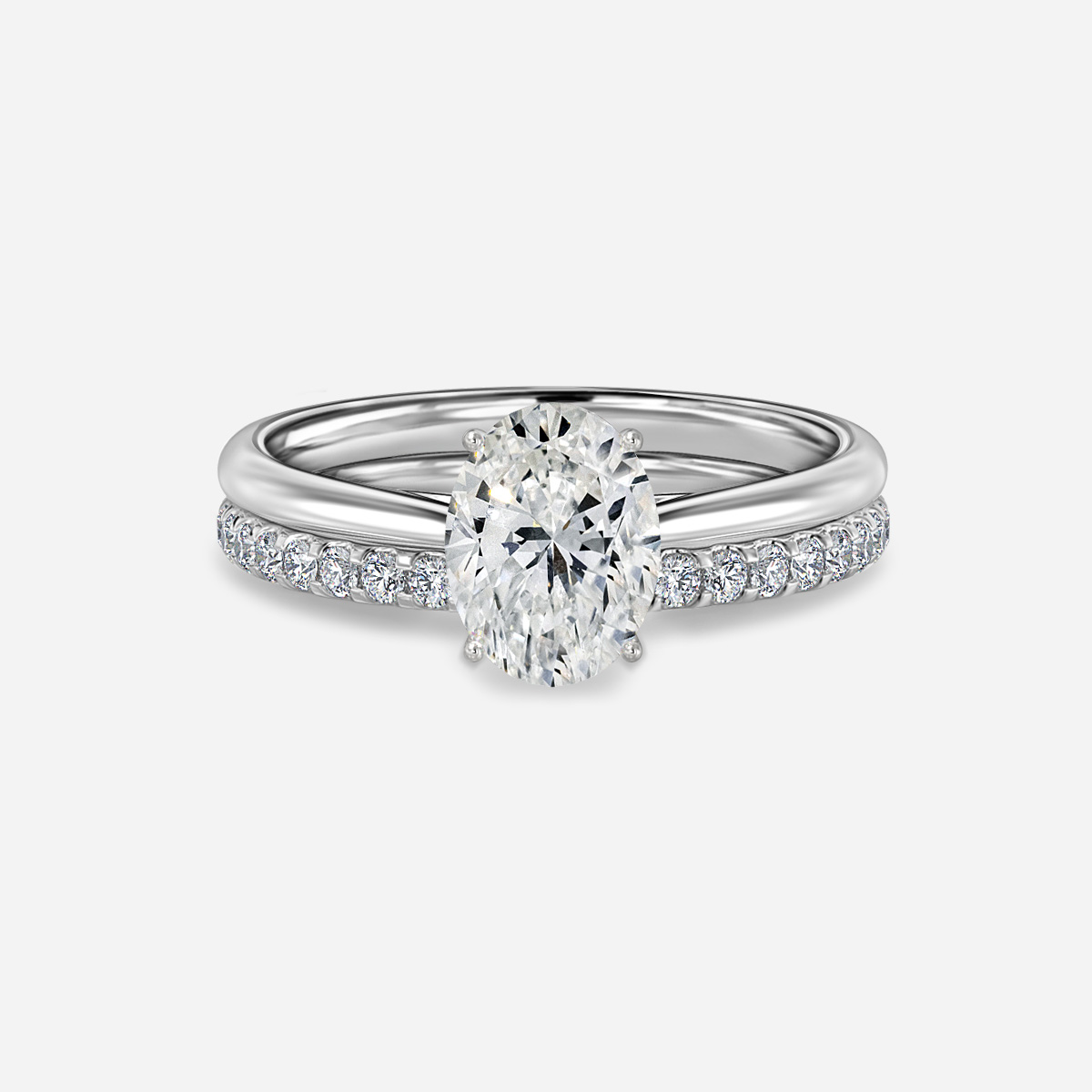 Jessie Solitaire Pavé Band Bridal Set