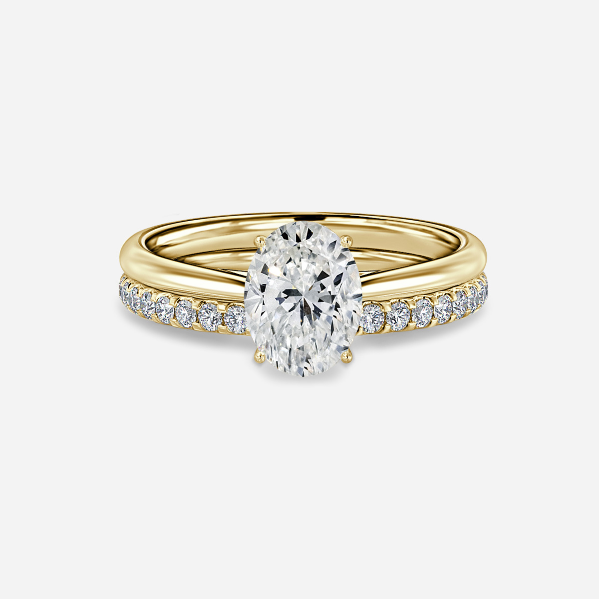 Jessie Solitaire Pavé Band Bridal Set