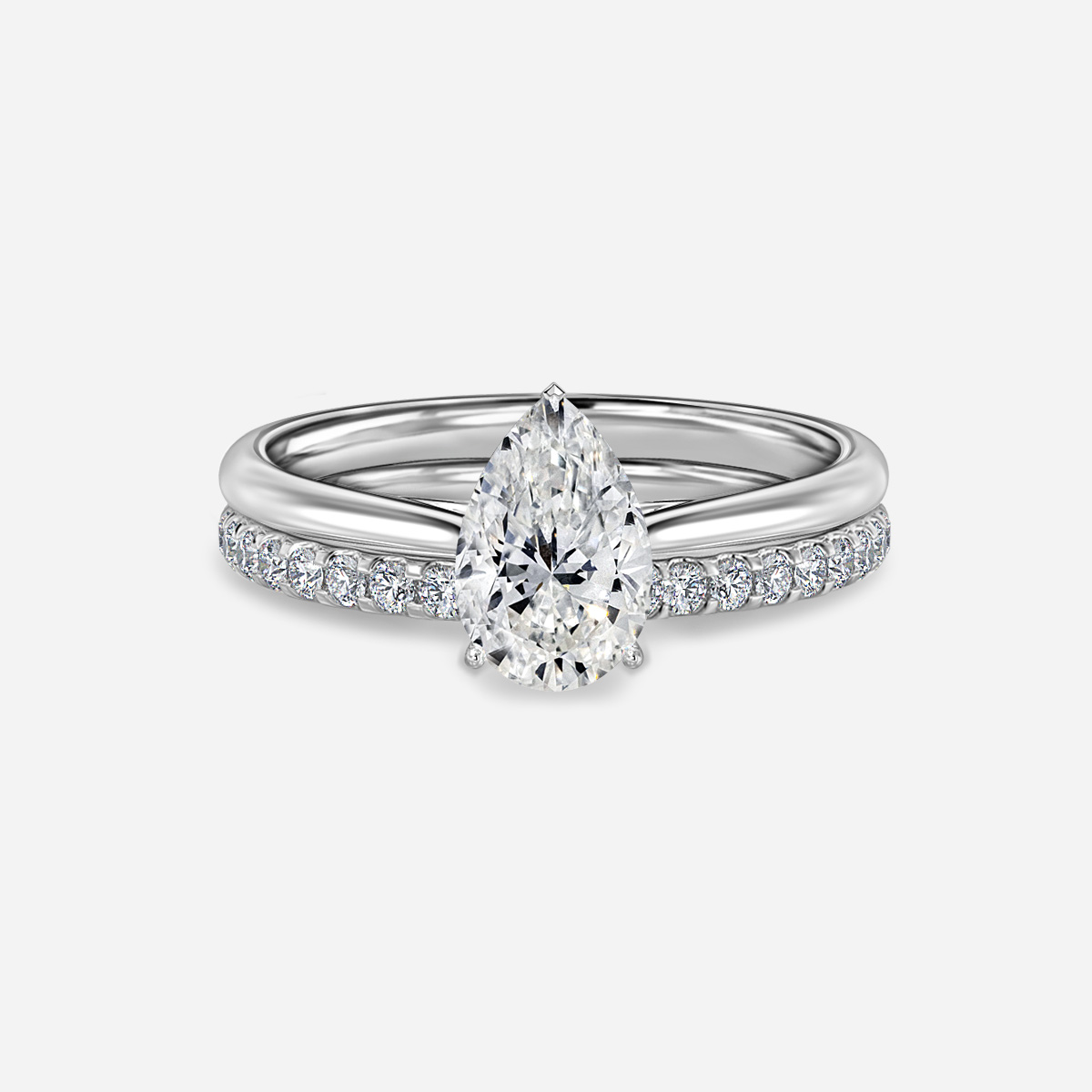 Jessie Solitaire Pavé Band Bridal Set