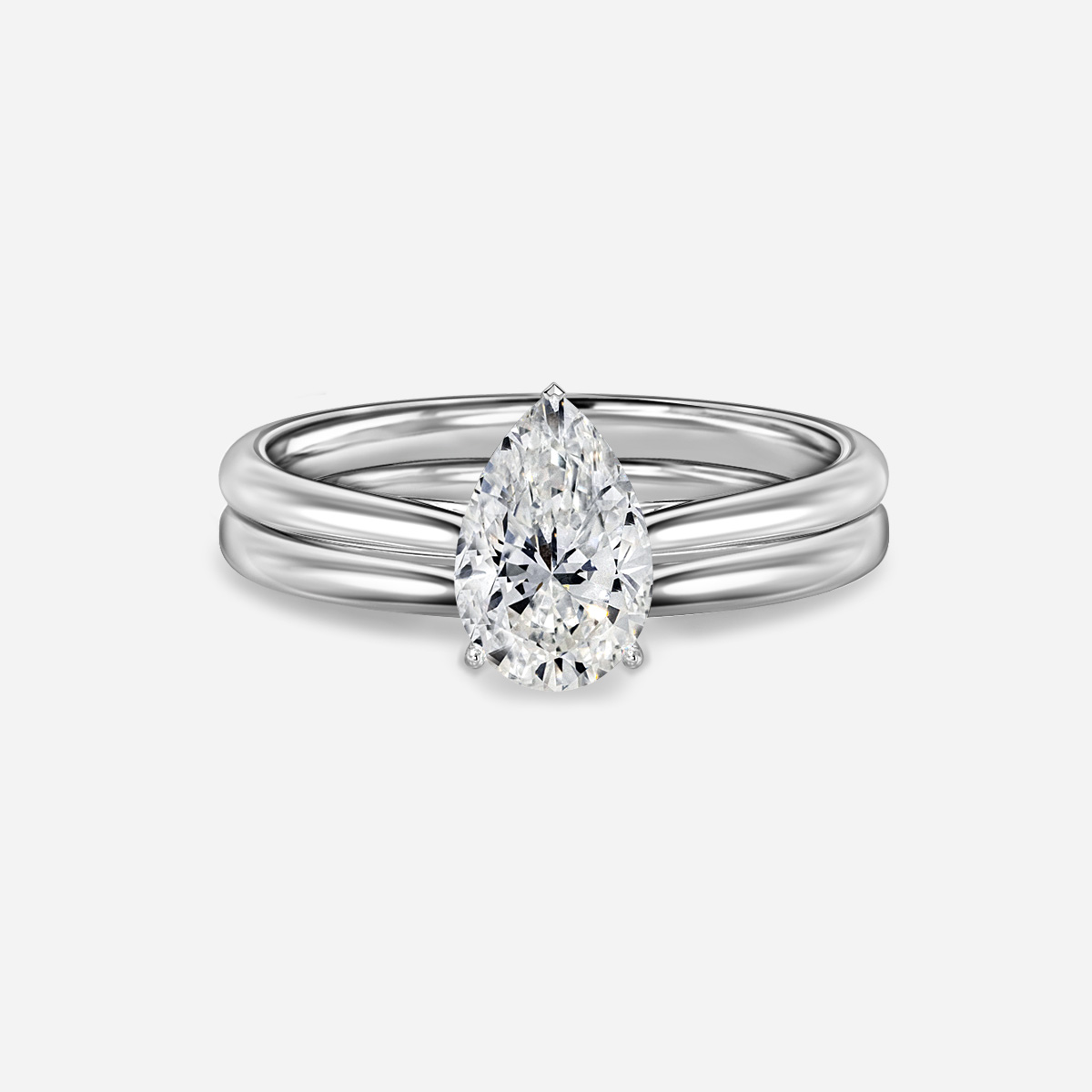Jessie Solitaire Plain Band Bridal Set