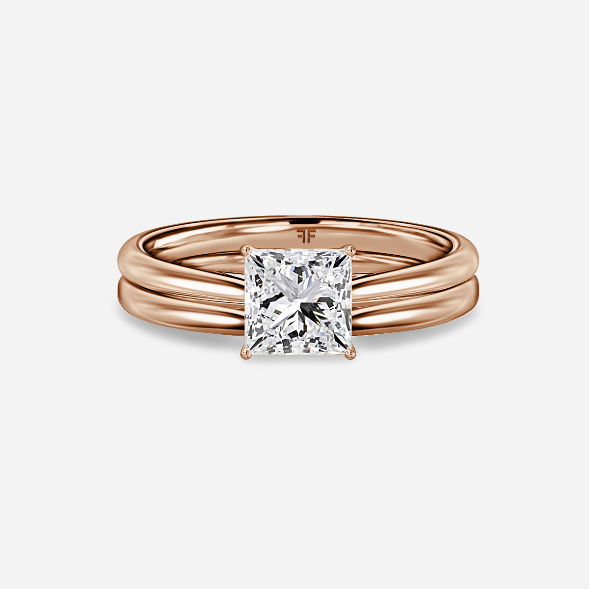 Jessie Solitaire Plain Band Bridal Set